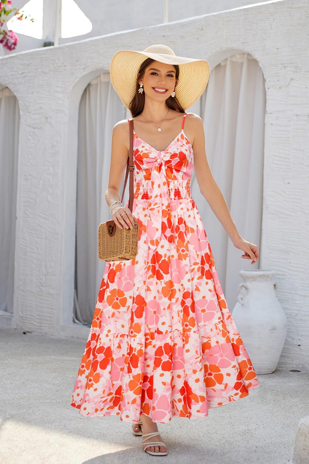 GRACE KARIN Womens Summer Floral Maxi Dresses 2026 Long Flowy Boho Dress Beach Vacation Sundresses Casual Clothes with Pocket