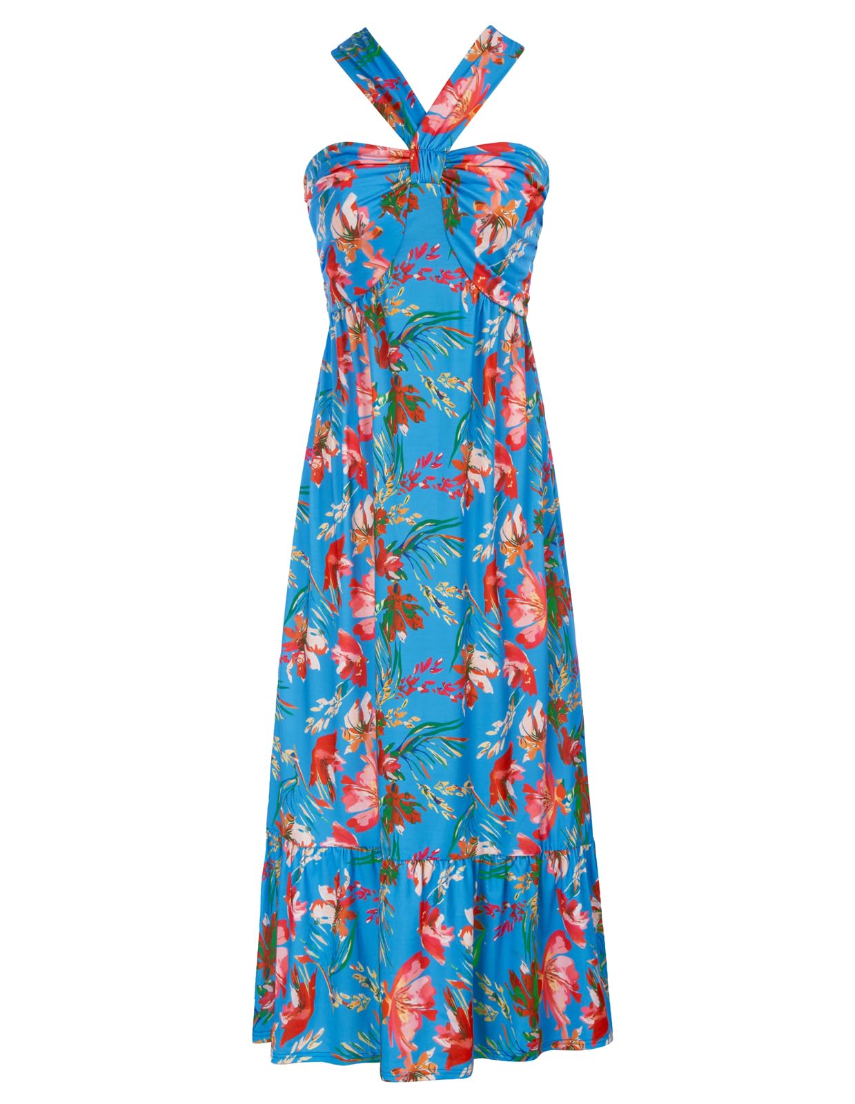 GRACE KARIN Womens Summer Floral Halter Boho Maxi Dresses | 2026 Flowy Criss Cross A Line Long Sundress Casual Tropical Vacation Beach Clothes Wedding Guest Dress With Pocket