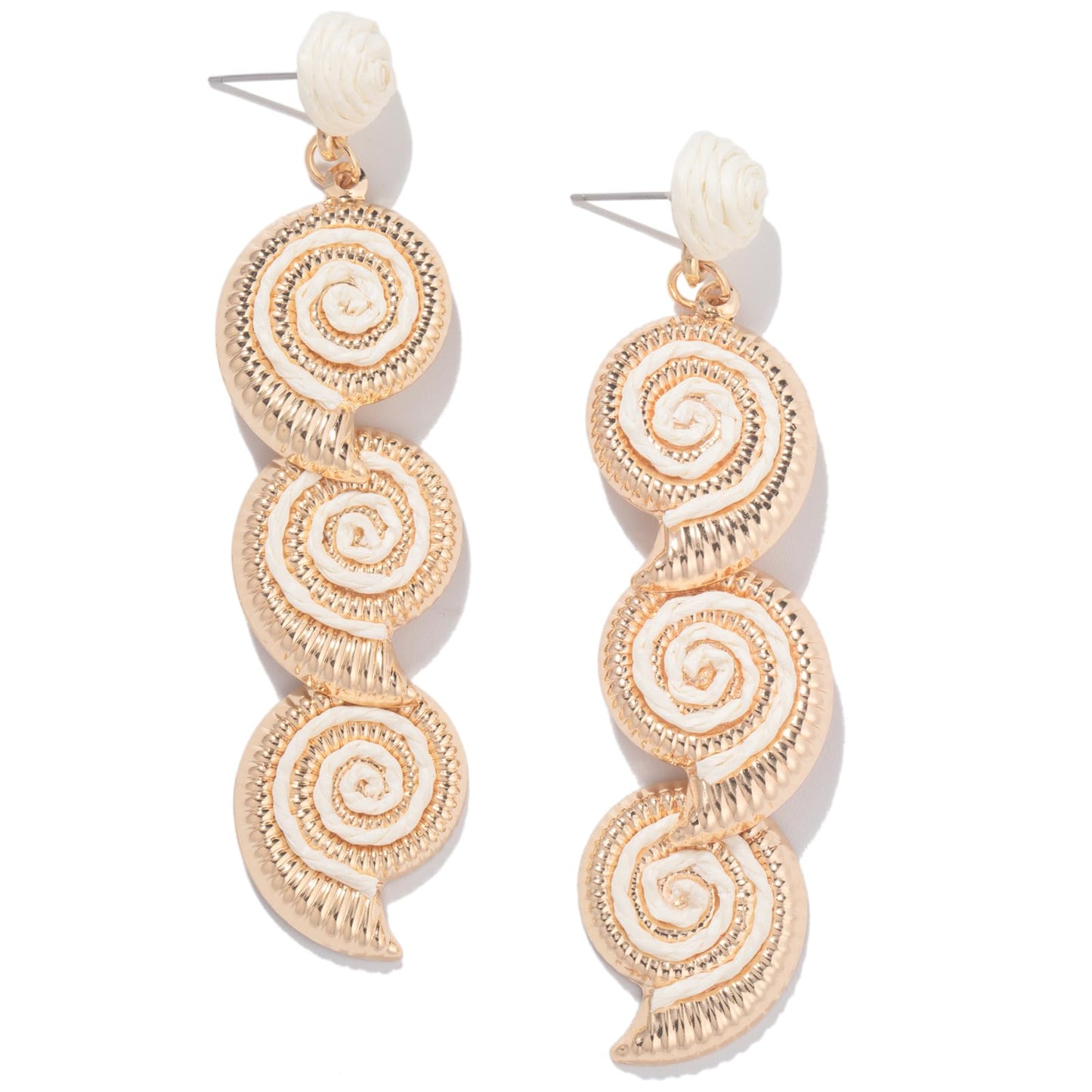 Raffia Starfish Seashell Dangle Drop Earrings Boho Summer Beach Jewelry | Fun Colorful Chunky Statement Long Big Shell Accessories Beachy Tropical Vacation Outfits for Women Trendy