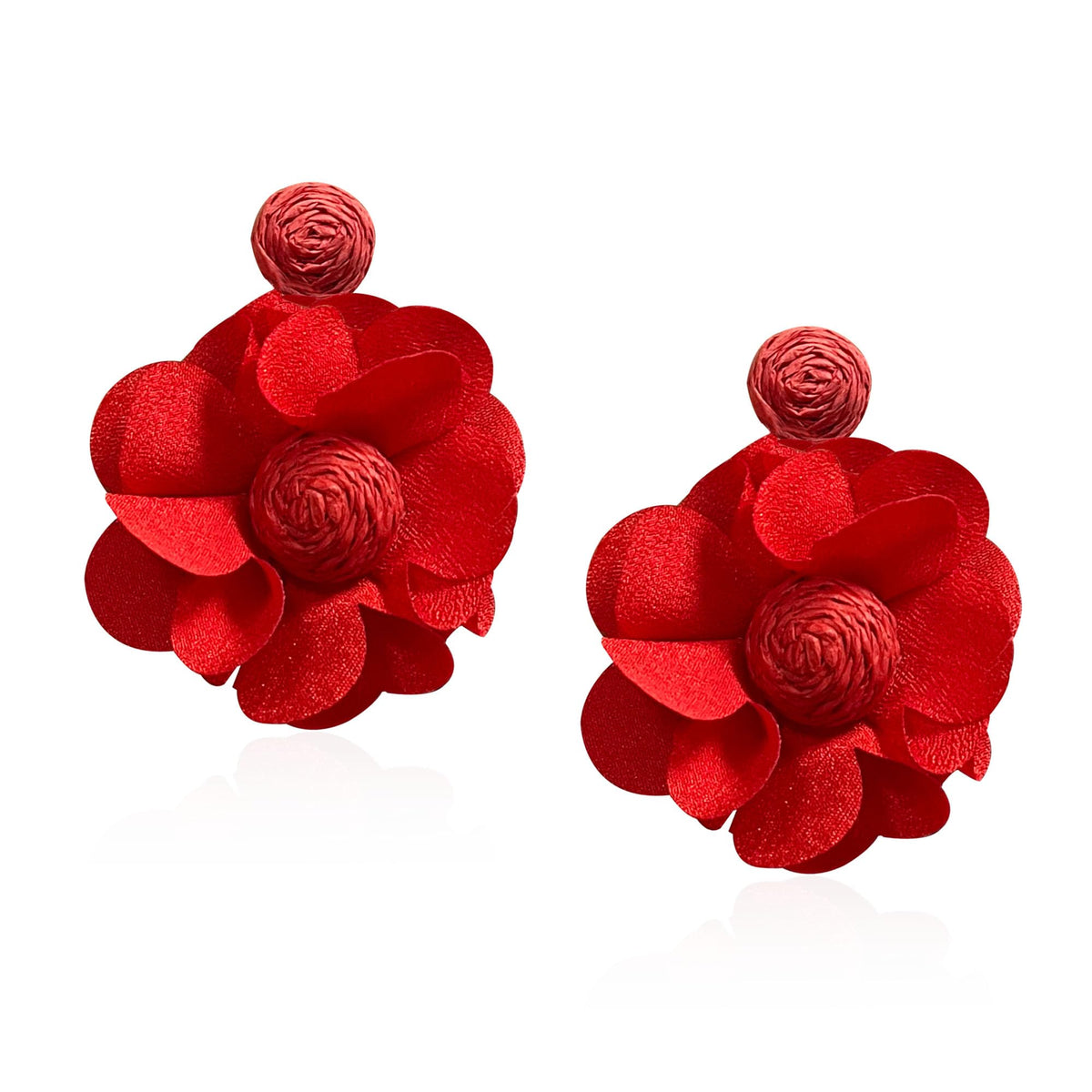 Rattan Flower Drop Earrings Raffia Dangle Boho Statement Earrings for Women