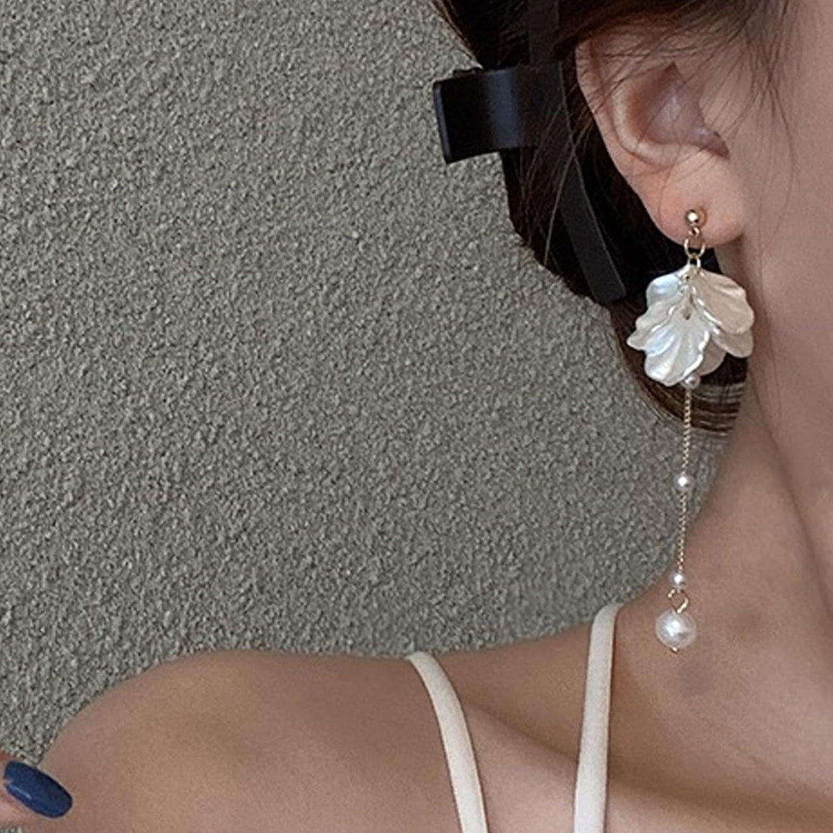 white shell earrings petal drop for women boho resort flower statement summer beach vacation dress outfit costume jewelry birthday gifts