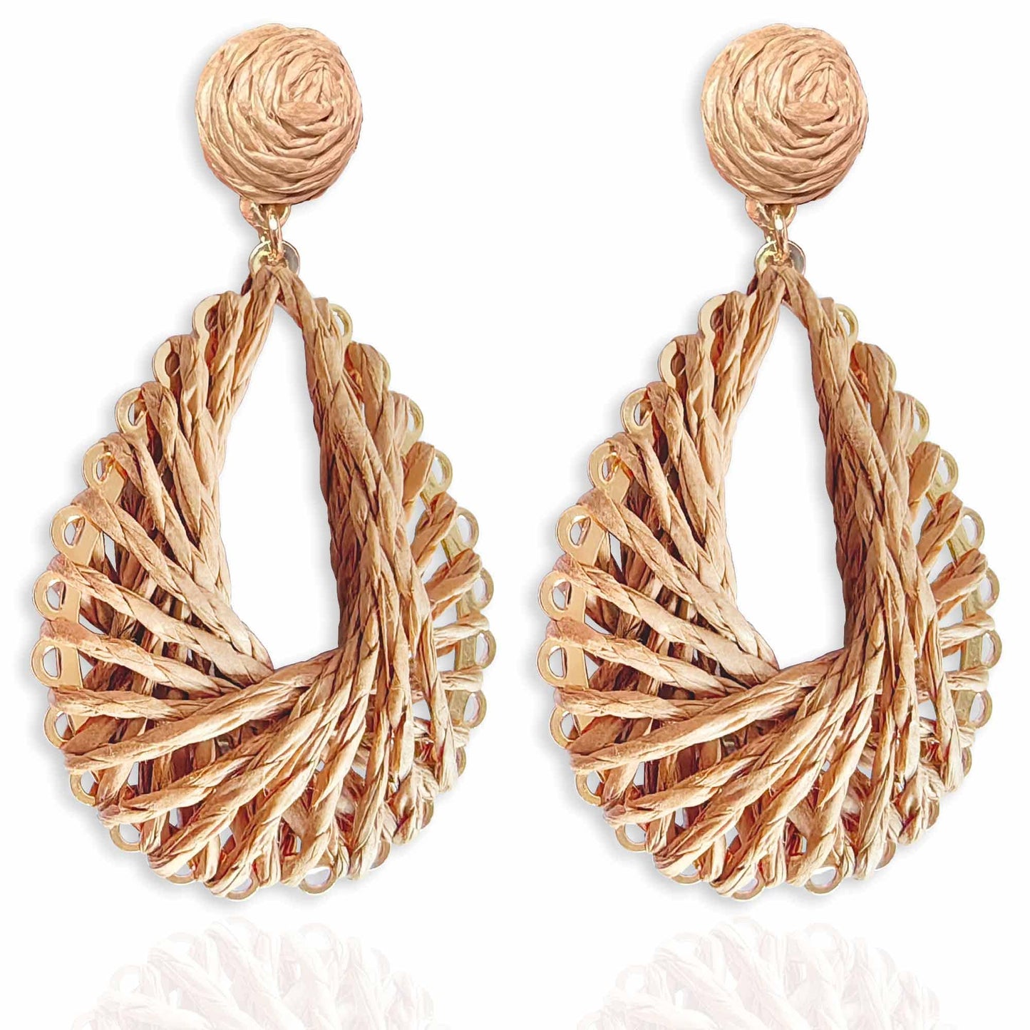 Boho Rattan Drop Earrings Women Raffia Teardrop Earrings Dangle Handmade Hot Pink Summer Earrings Jewelry