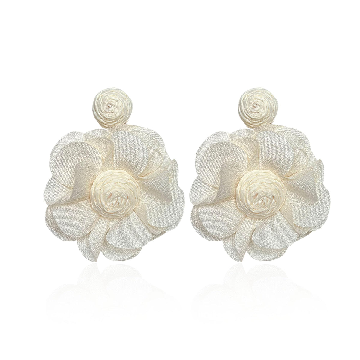 Rattan Flower Drop Earrings Raffia Dangle Boho Statement Earrings for Women
