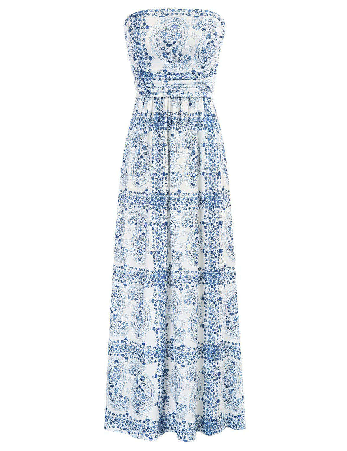 GRACE KARIN Women Strapless Dress Casual Loose Ruched Long Maxi Dress with Pockets