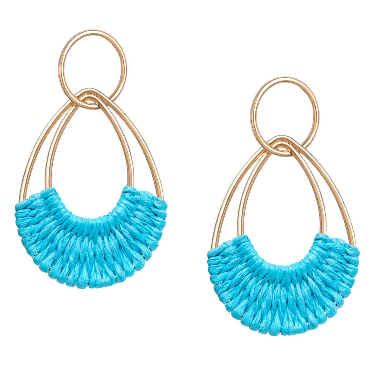 Raffia Hoop Earrings for Women Fun Boho Summer Beach Earrings Lightweight Handmade Straw Wicker Rattan Dangle Earrings Statement Geometric Round Drop Earrings