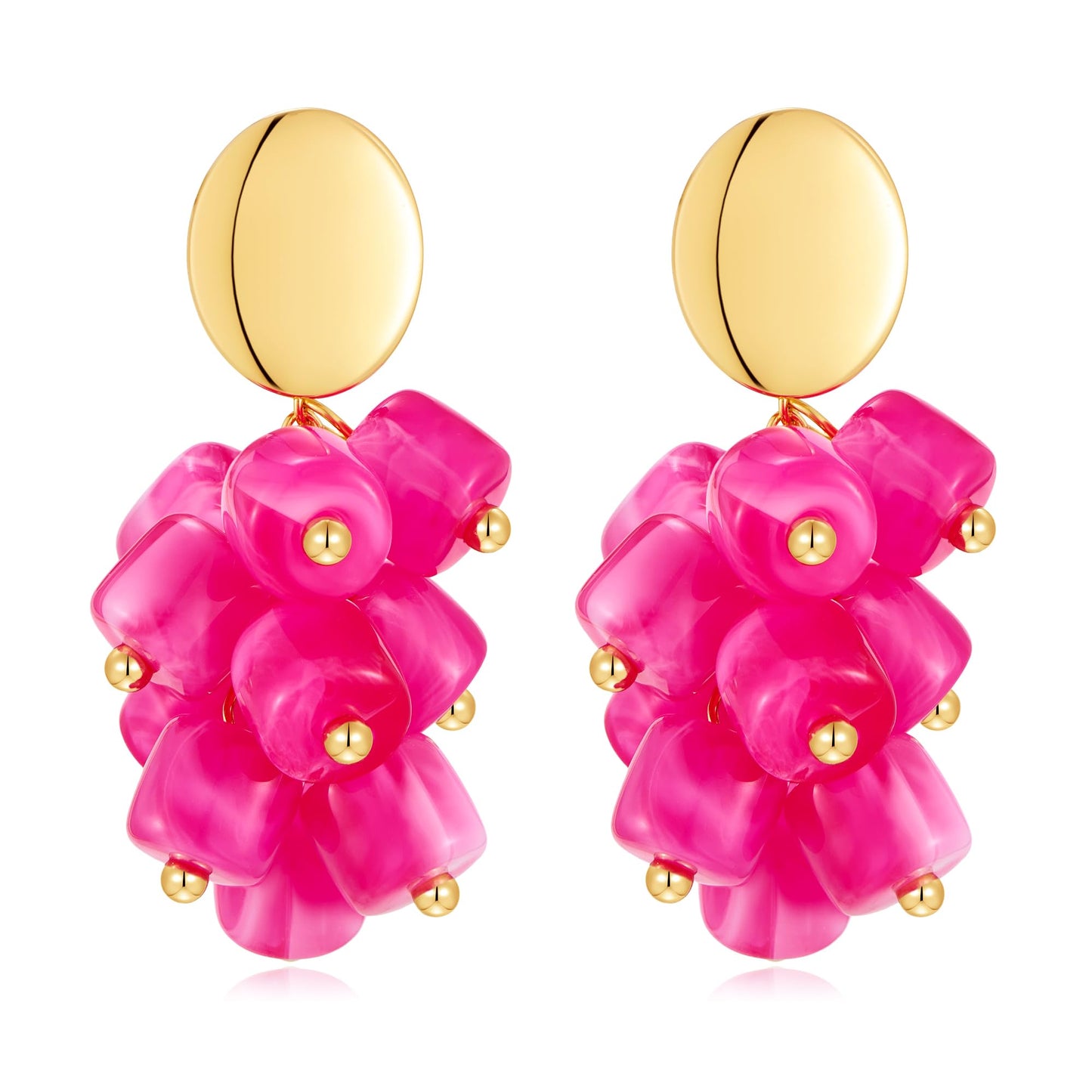 Lightweight Acrylic Bead Cluster Drop Statement Earrings for Women Summer Beach Vacation Dangle Boho Jewelry Gift