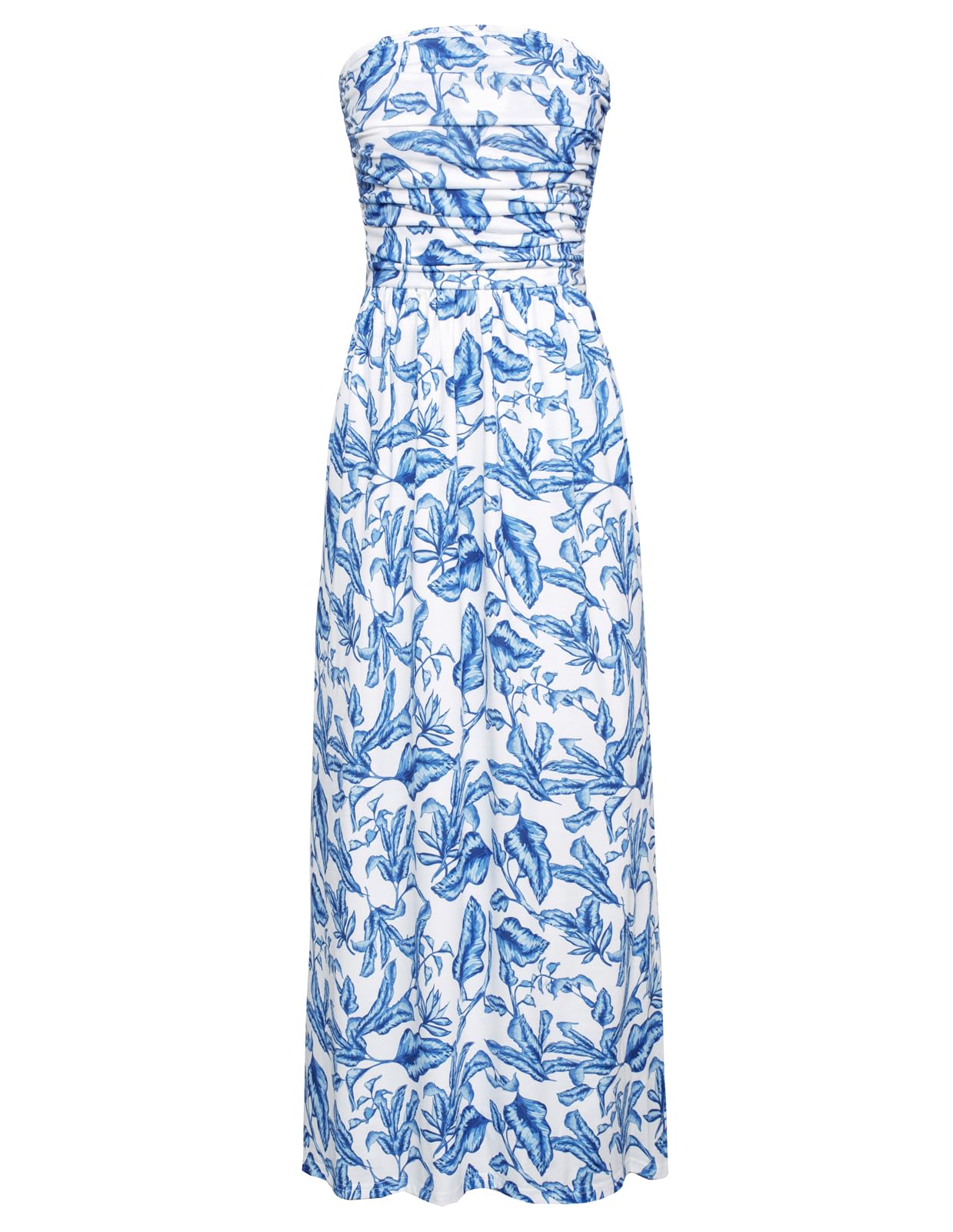 GRACE KARIN Women Strapless Dress Casual Loose Ruched Long Maxi Dress with Pockets