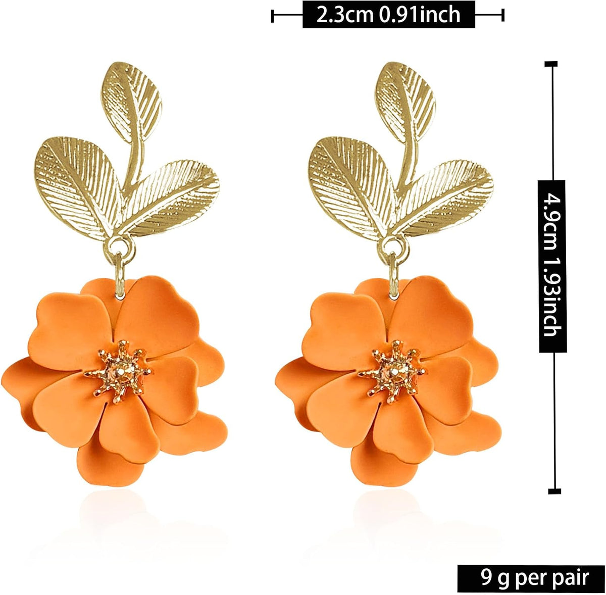 Boho Flower Earrings for Women Cute Dangle Drop Gold Leaf Floral Studs Hook Statement Jewelry Sweet Earrings