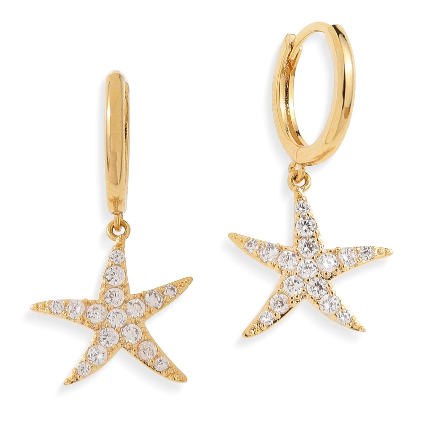 Jean Beau Gold Hoop Dangle Earrings for Women, Trendy Dainty Rhinestone CZ Christmas Tree Clover Starfish Drop Earrings Fashion Holiday Party Jewelry Gift