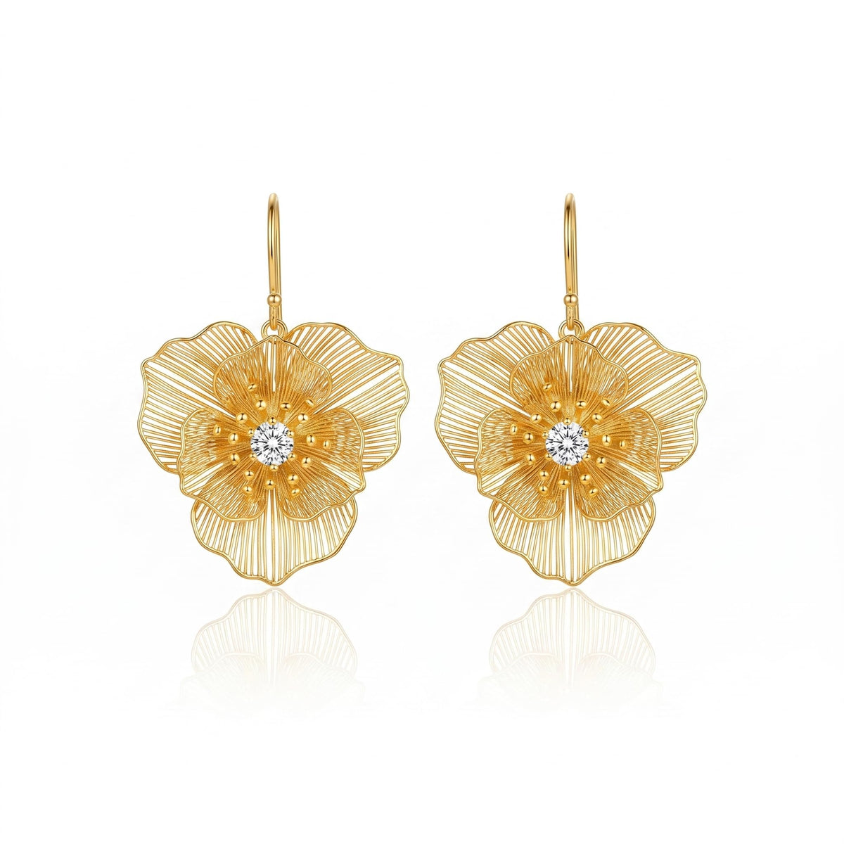 Dangle Elegant 3D Floral Earrings for Party Vacation Boho Statement Trendy Hoop Earring Flower Drop Earrings Jewelry Women