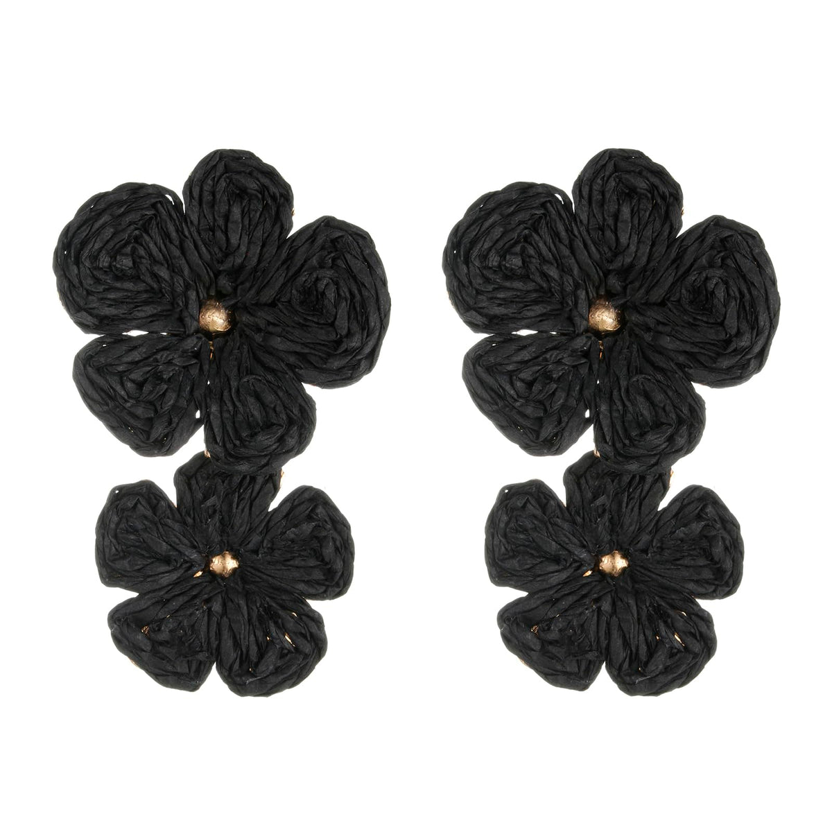 RUOFFETA Raffia Flower Earrings, Raffia Straw Wrapped Flower Drop Dangle Earrings Summer Tropical Beach Jewelry