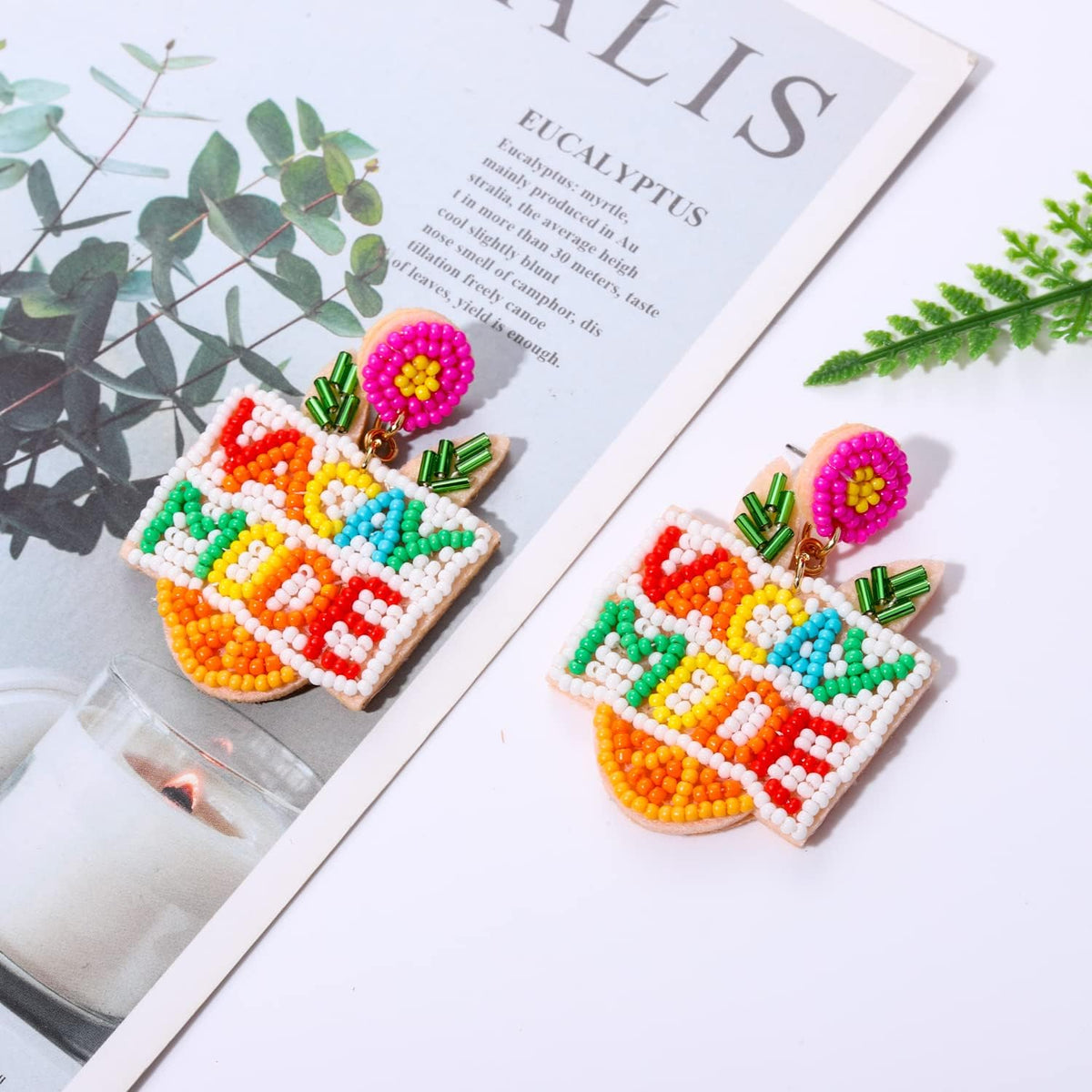 VACAY MODE Earrings Summer Pineapple Beaded Earrings Colorful Pineapple Earrings Statement Summer Beach Jewelry Gifts