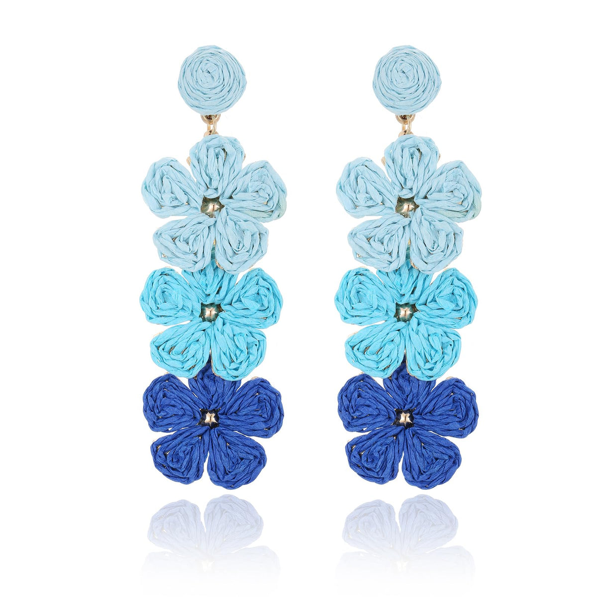 RUOFFETA Raffia Flower Earrings, Raffia Straw Wrapped Flower Drop Dangle Earrings Summer Tropical Beach Jewelry