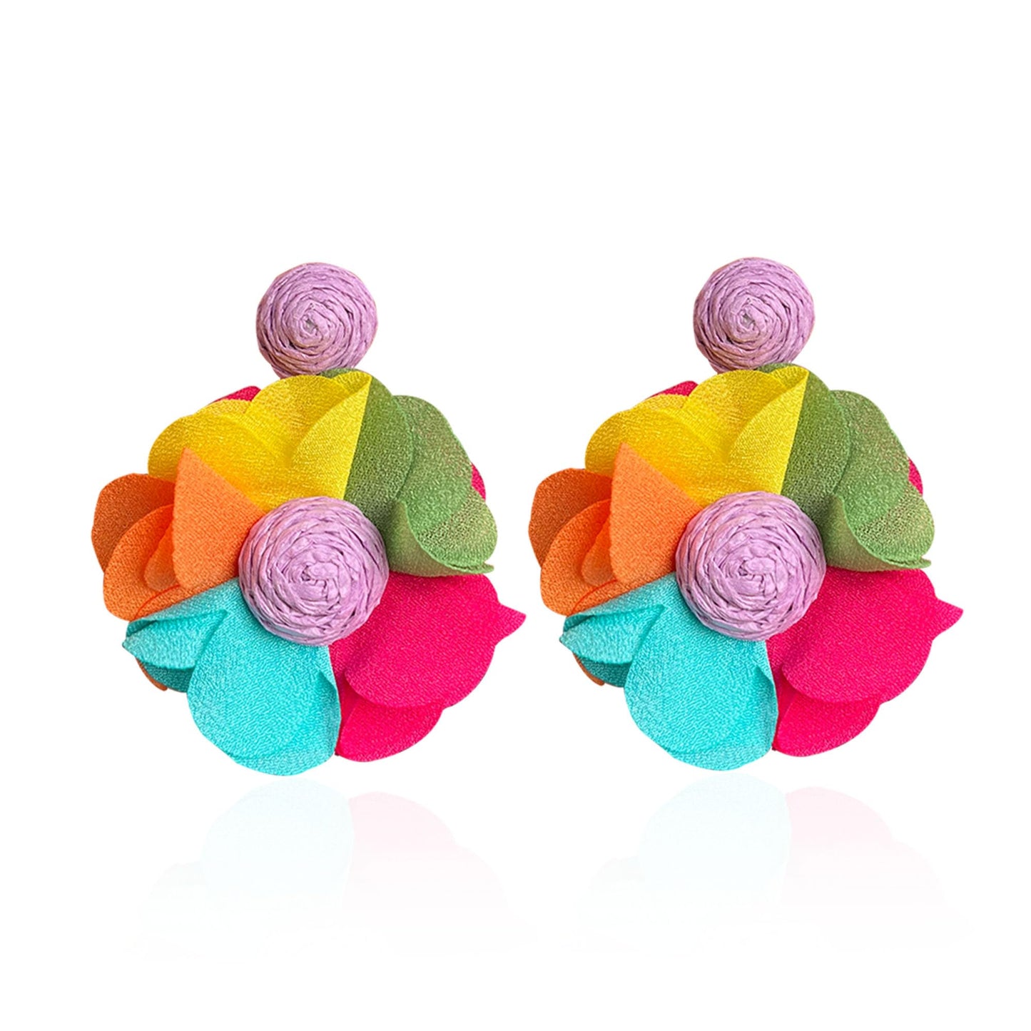 Rattan Flower Drop Earrings Raffia Dangle Boho Statement Earrings for Women