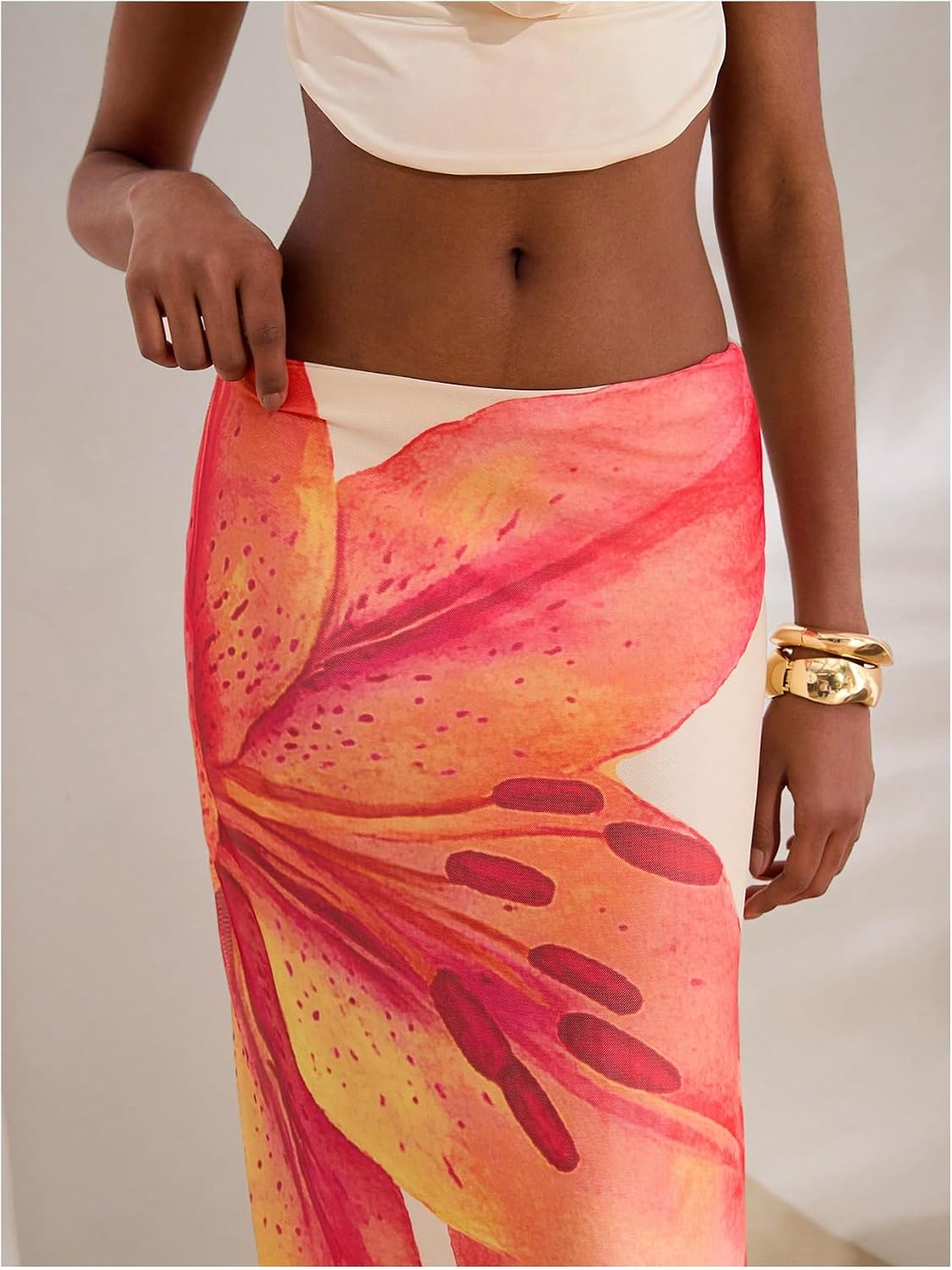 MakeMeChic Women's Long Maxi Skirt Beach Sheer Mesh Skirt | Flowy Skirt, Long Skirt, Beach Skirt, Floral Skirt, Brunch Outfits, Date Night Outfits