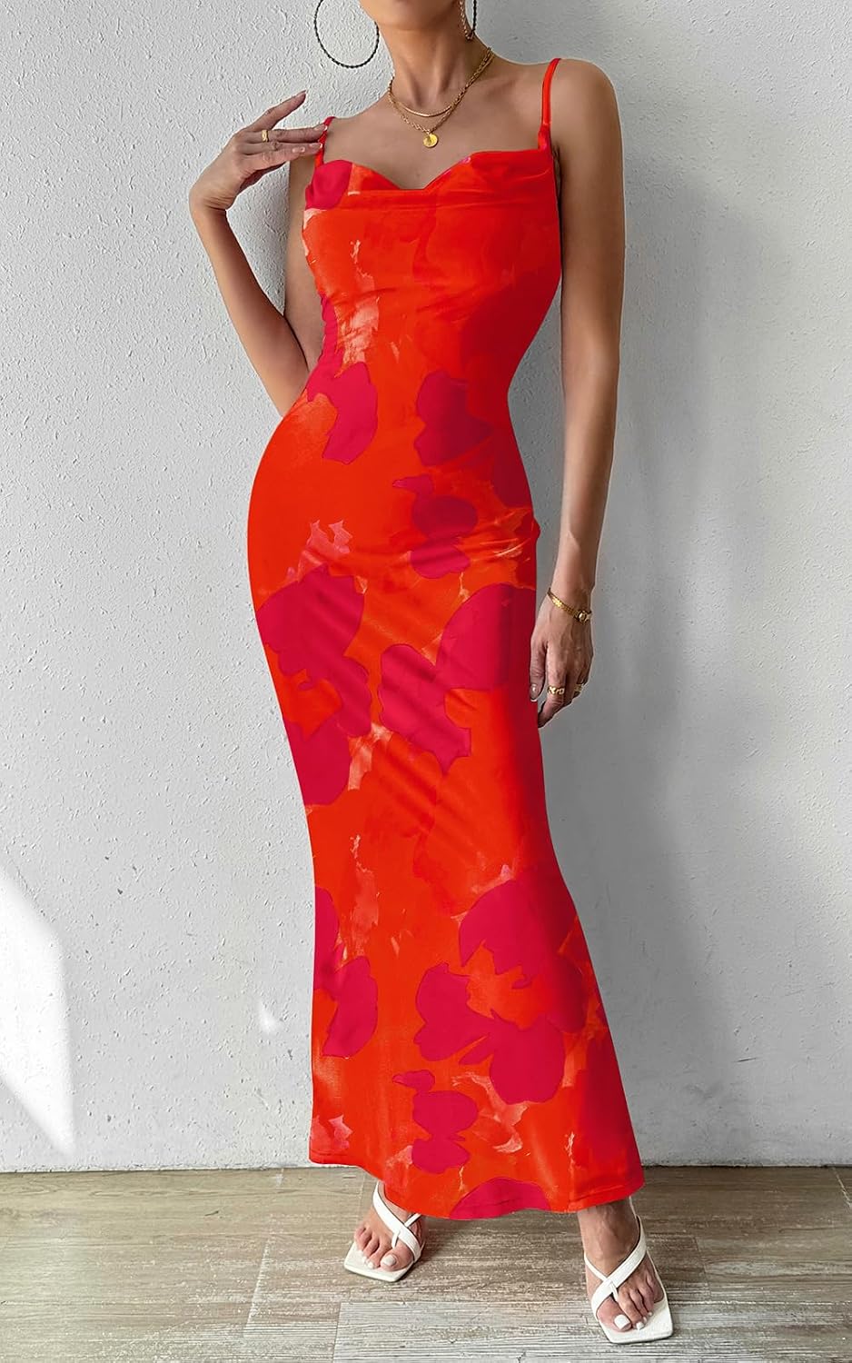 PRETTYGARDEN Women's 2026 Summer Floral Spaghetti Strap Maxi Dress Stretch Sexy Bodycon Dress Backless Slip Long Dresses