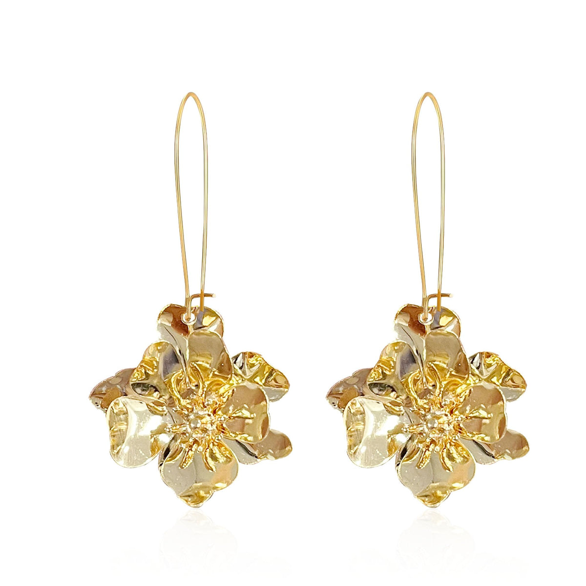 Bohemian Daisy Flower Matte Floral Long Petal Drop Dangle Earrings Layered Tiered for Women Chic Boho Wedding Jewelry