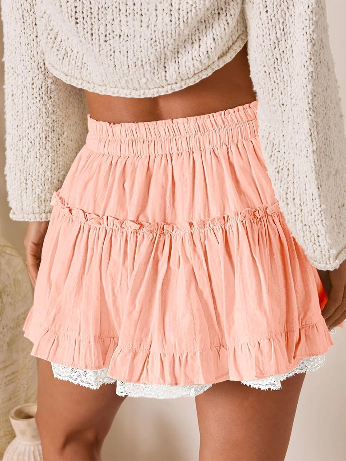 Flowy Shorts for Women Lace Cute Summer Skirts Ruffled Skorts Country Concert Boho Western Cowgirl Beach Vacation Outfit