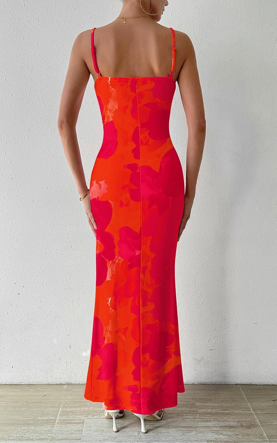 PRETTYGARDEN Women's 2026 Summer Floral Spaghetti Strap Maxi Dress Stretch Sexy Bodycon Dress Backless Slip Long Dresses