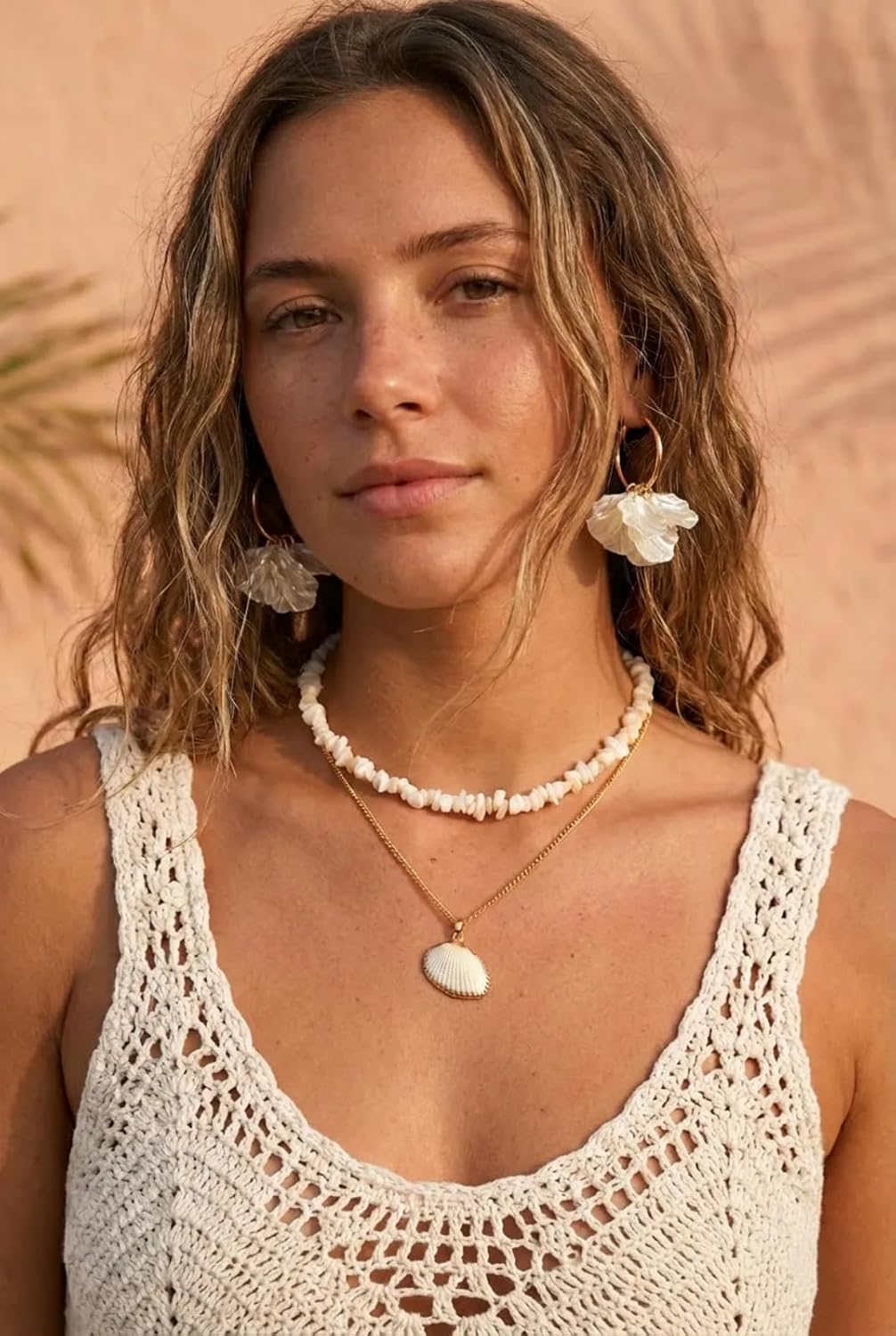 Beach Earrings for Women, Seashell & Starfish Pearl Studs for Summer, Gold Beach Jewelry, Dainty Coastal Summer Vacation Ocean Style, Lightweight Hypoallergenic