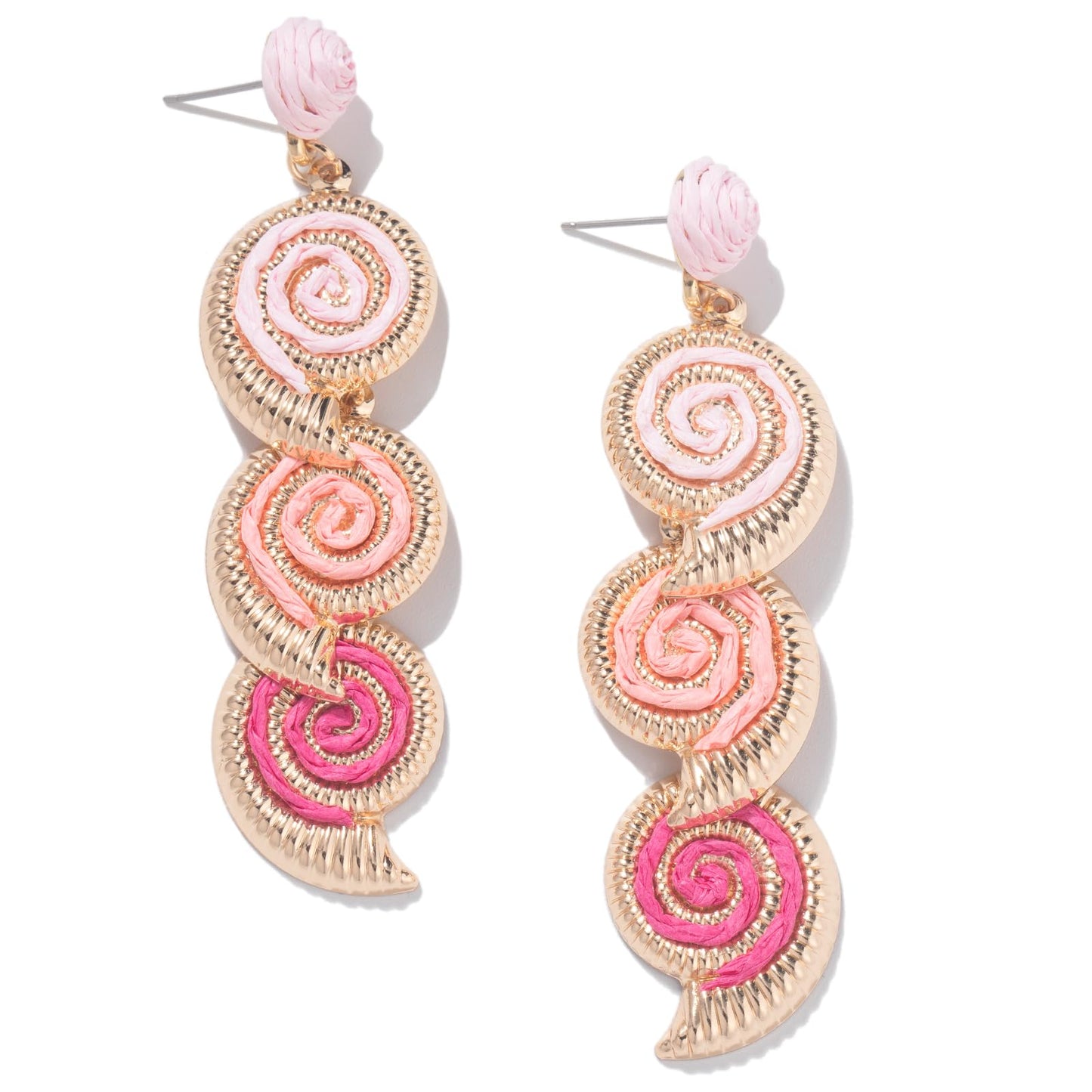 Raffia Starfish Seashell Dangle Drop Earrings Boho Summer Beach Jewelry | Fun Colorful Chunky Statement Long Big Shell Accessories Beachy Tropical Vacation Outfits for Women Trendy