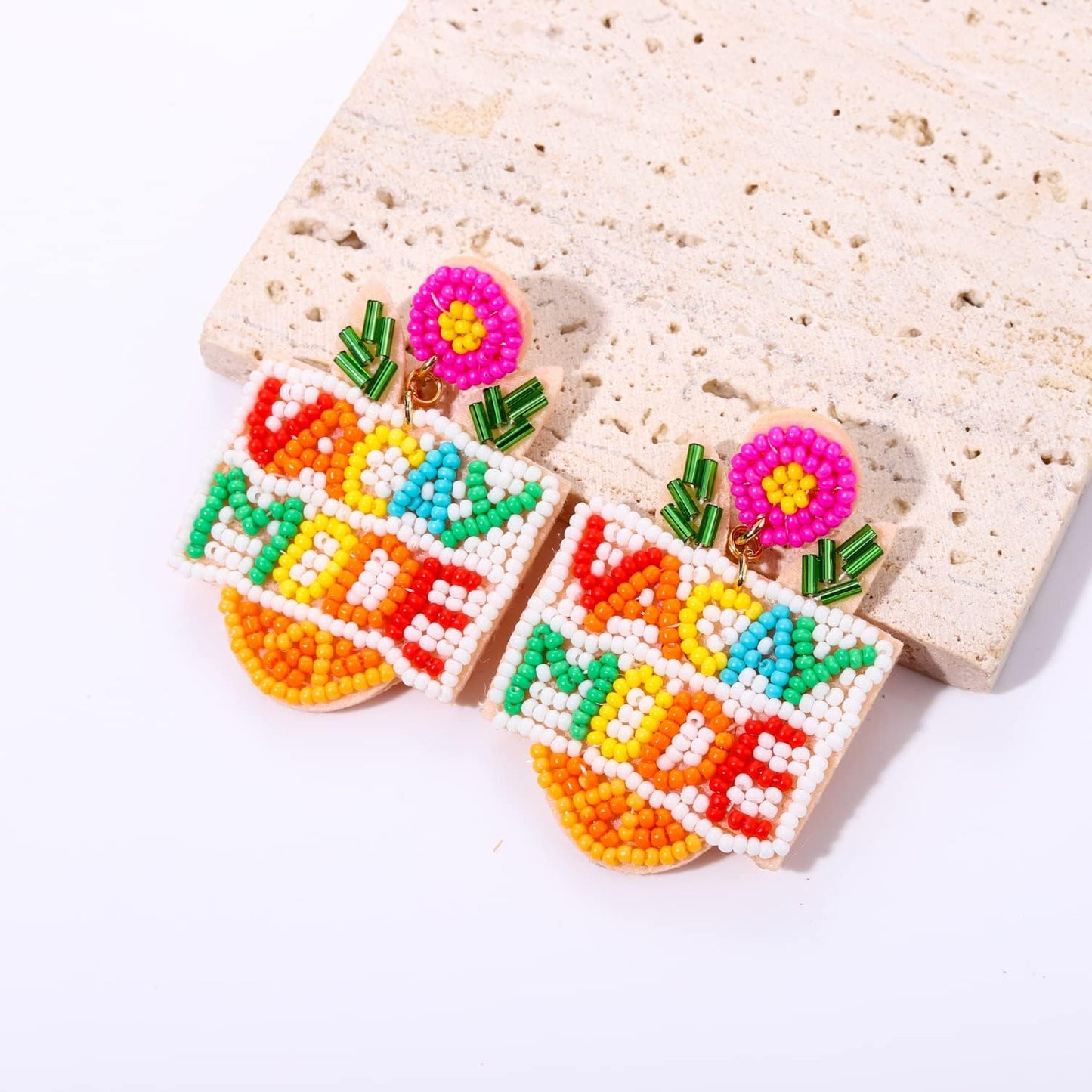 VACAY MODE Earrings Summer Pineapple Beaded Earrings Colorful Pineapple Earrings Statement Summer Beach Jewelry Gifts