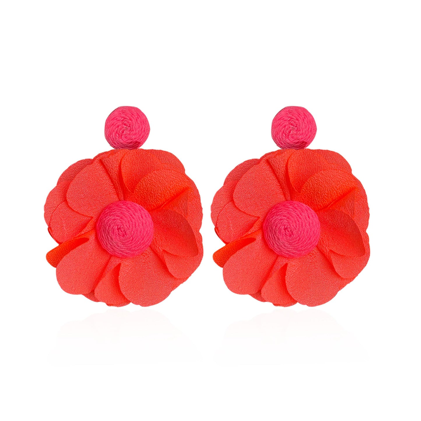 Rattan Flower Drop Earrings Raffia Dangle Boho Statement Earrings for Women