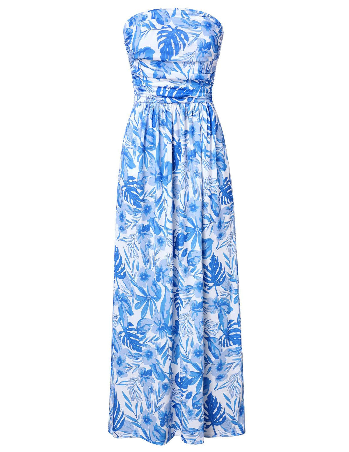 GRACE KARIN Women Strapless Dress Casual Loose Ruched Long Maxi Dress with Pockets
