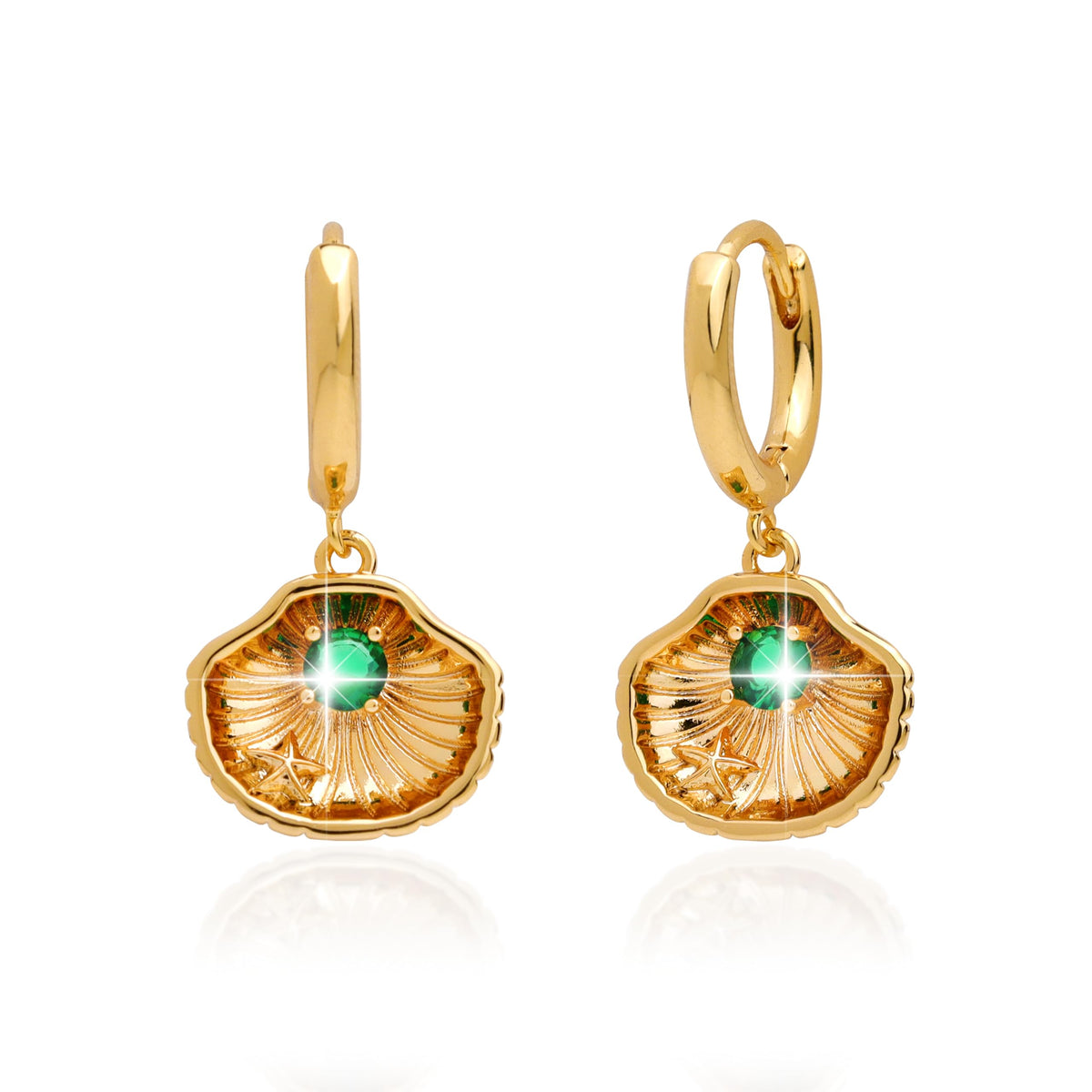 Jean Beau Gold Hoop Dangle Earrings for Women, Trendy Dainty Rhinestone CZ Christmas Tree Clover Starfish Drop Earrings Fashion Holiday Party Jewelry Gift