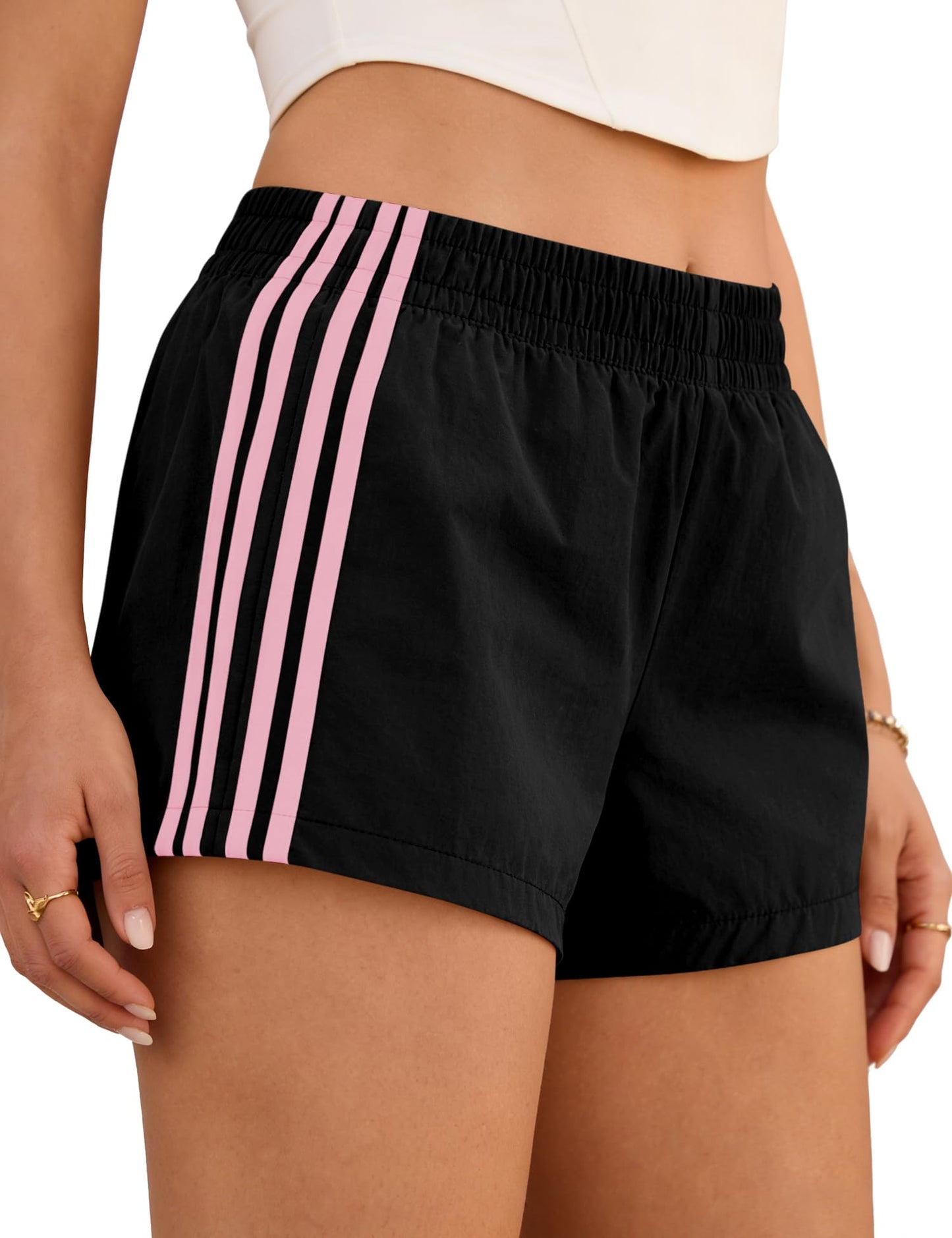Womens Shorts Sweat Track Athletic Low Rise Micro Y2k UPF 50+ Short | Summer Side Stripes Shorts Workout Gym Running Cute Girls Athleisure Clothing