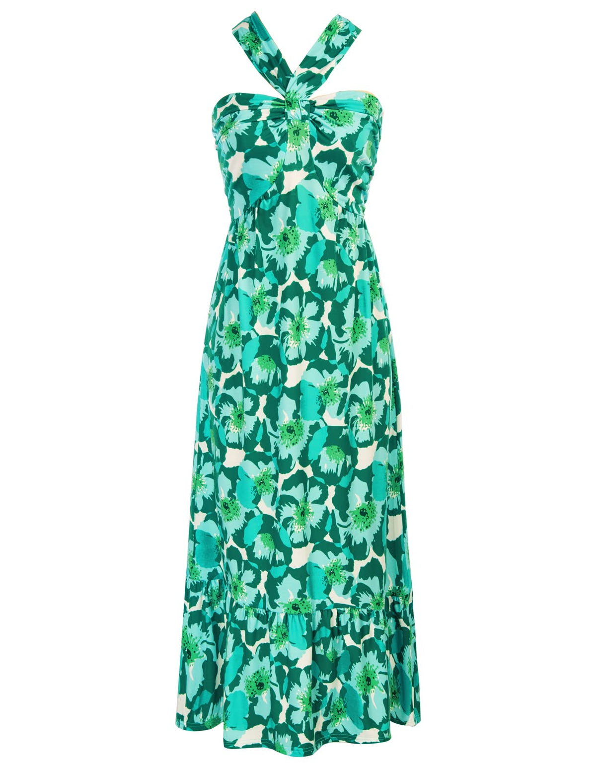 GRACE KARIN Womens Summer Floral Halter Boho Maxi Dresses | 2026 Flowy Criss Cross A Line Long Sundress Casual Tropical Vacation Beach Clothes Wedding Guest Dress With Pocket