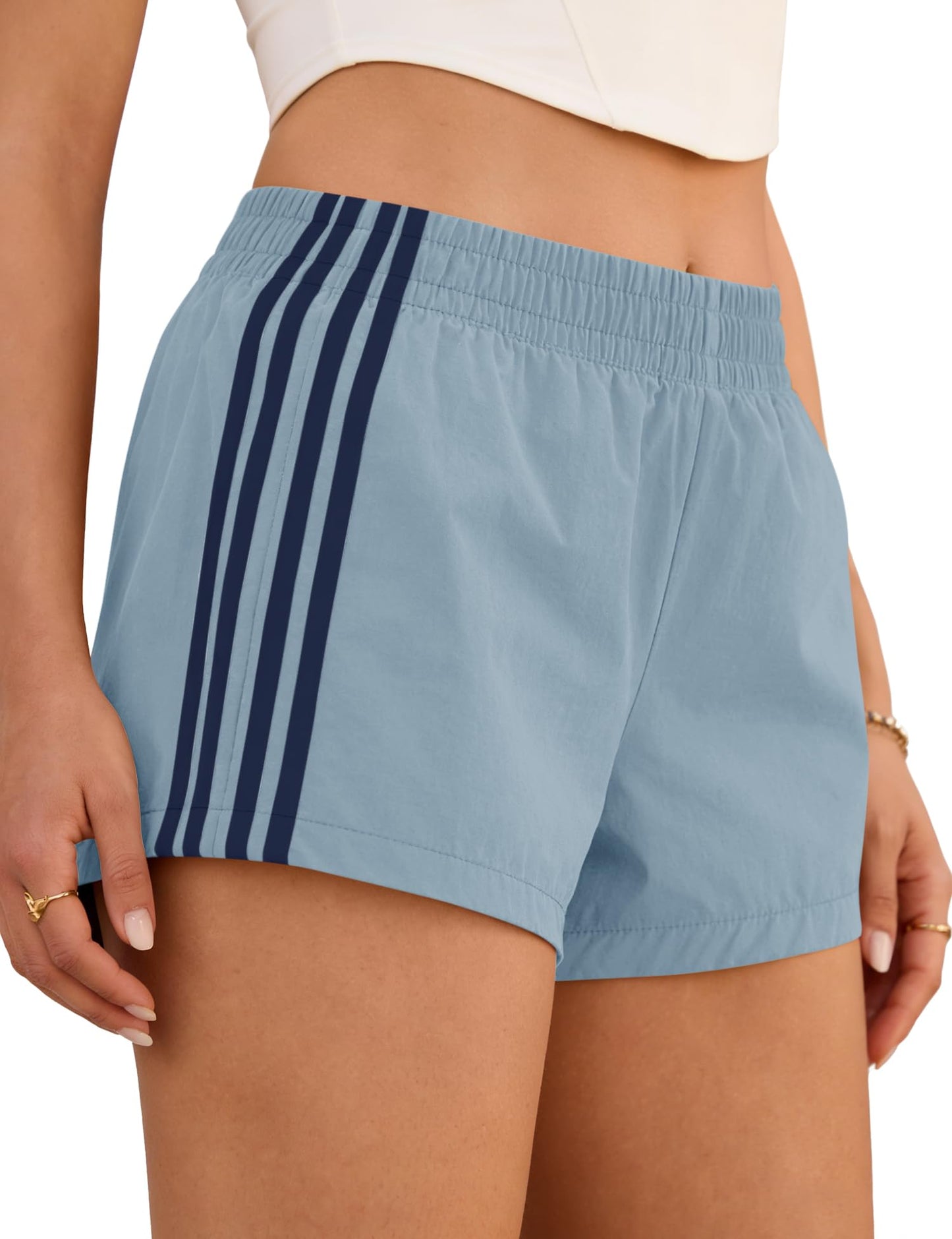 Womens Shorts Sweat Track Athletic Low Rise Micro Y2k UPF 50+ Short | Summer Side Stripes Shorts Workout Gym Running Cute Girls Athleisure Clothing