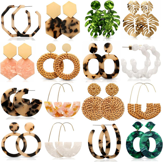 Vacation Statement Earrings for Women Acrylic Rattan Earrings | Summer Beach Earrings