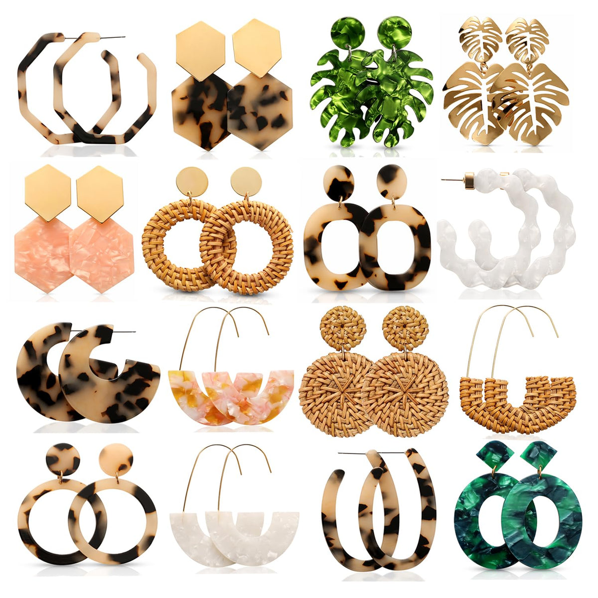 Vacation Statement Earrings for Women Acrylic Rattan Earrings | Summer Beach Earrings