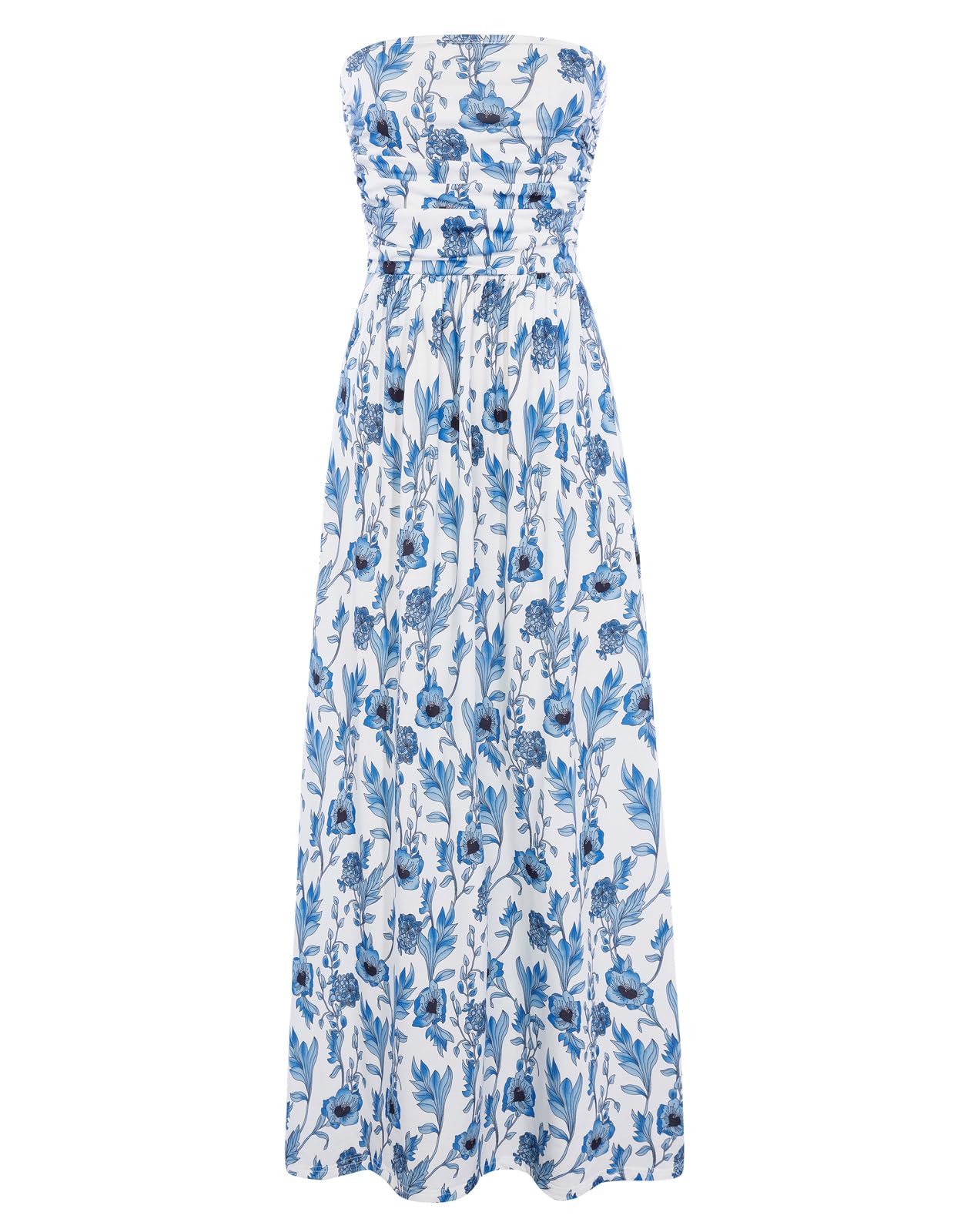 GRACE KARIN Women Strapless Dress Casual Loose Ruched Long Maxi Dress with Pockets