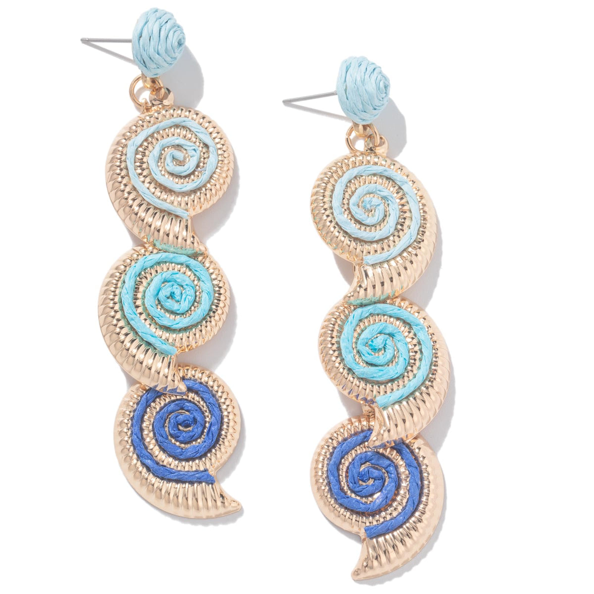 Raffia Starfish Seashell Dangle Drop Earrings Boho Summer Beach Jewelry | Fun Colorful Chunky Statement Long Big Shell Accessories Beachy Tropical Vacation Outfits for Women Trendy