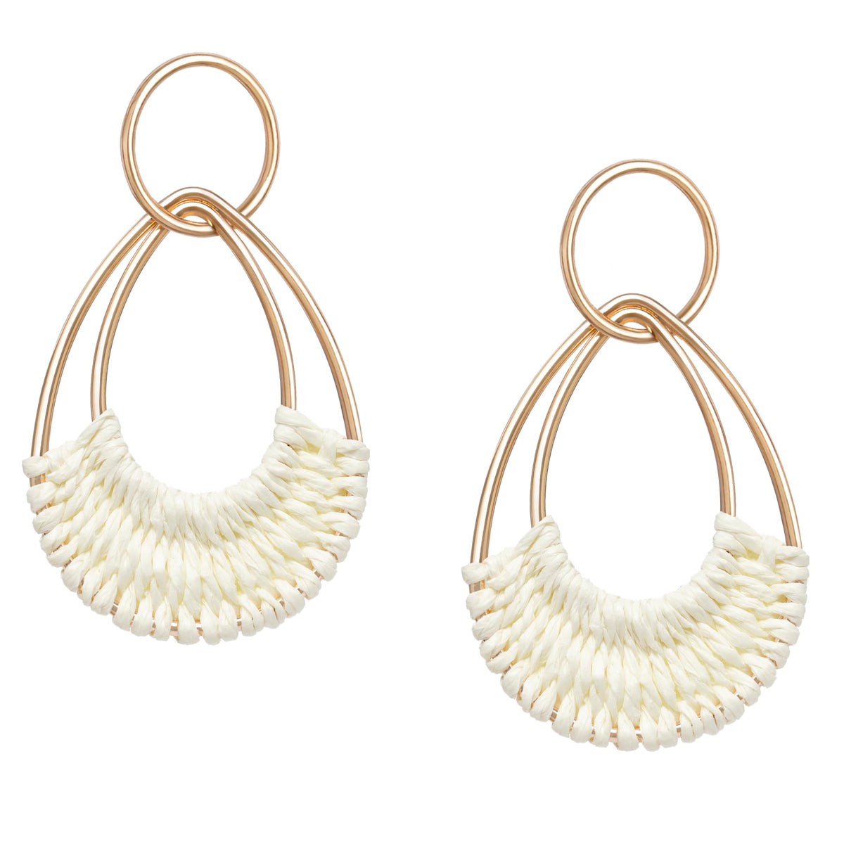 Raffia Hoop Earrings for Women Fun Boho Summer Beach Earrings Lightweight Handmade Straw Wicker Rattan Dangle Earrings Statement Geometric Round Drop Earrings