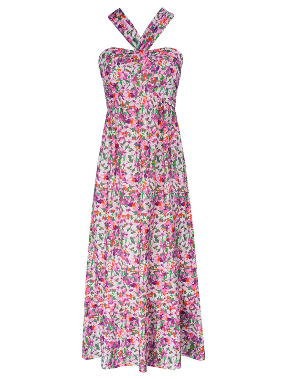 GRACE KARIN Womens Summer Floral Halter Boho Maxi Dresses | 2026 Flowy Criss Cross A Line Long Sundress Casual Tropical Vacation Beach Clothes Wedding Guest Dress With Pocket