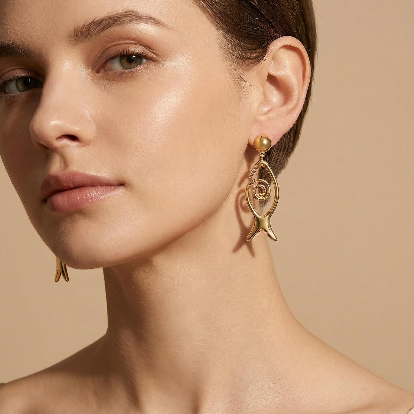 Gold Fish Drop Earrings Summer Beach Earrings for Women Simple Trendy Dainty Ocean Jewelry for Gifts