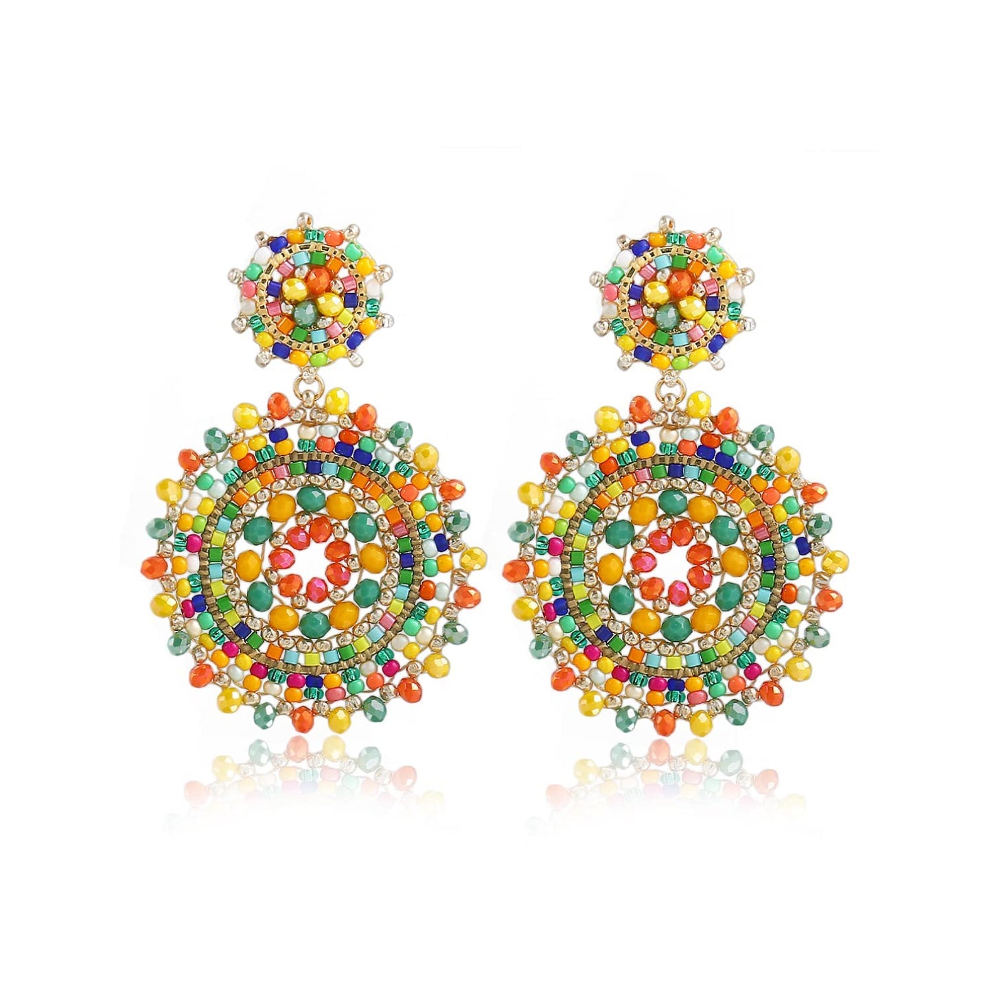 Beaded Earrings For Women Seed Bead Summer Beach Boho Statement Dangle Handmade Earrings Jewelry