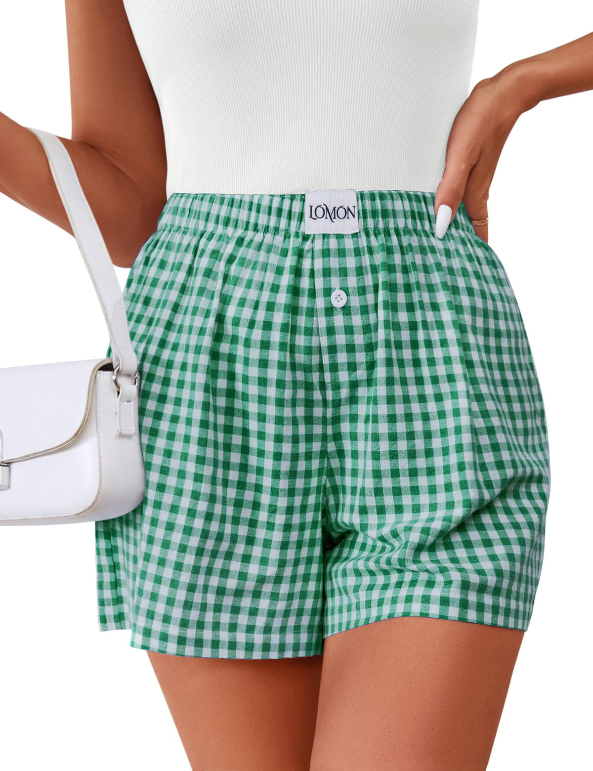 LOMON Women Boxer Shorts Casual Summer Pajama Lounge Gingham Striped Bottom | 2026 Y2K Pj Sleep Beach Vacation Clothing