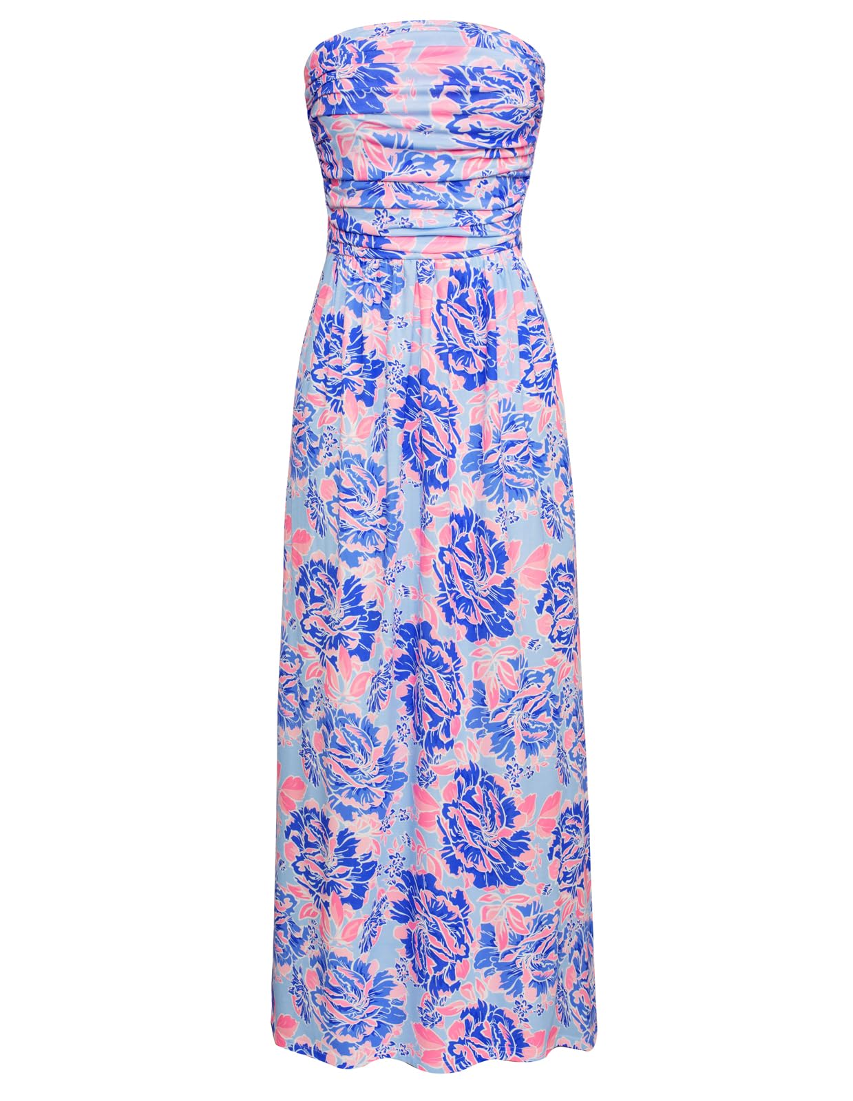 GRACE KARIN Women Strapless Dress Casual Loose Ruched Long Maxi Dress with Pockets