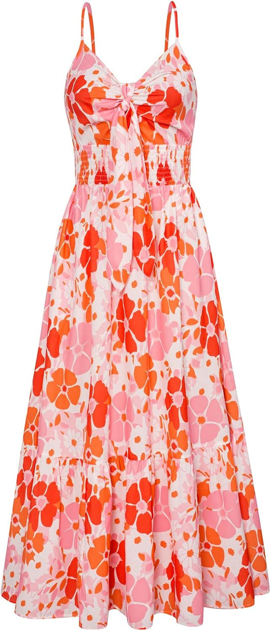 GRACE KARIN Womens Summer Floral Maxi Dresses 2026 Long Flowy Boho Dress Beach Vacation Sundresses Casual Clothes with Pocket