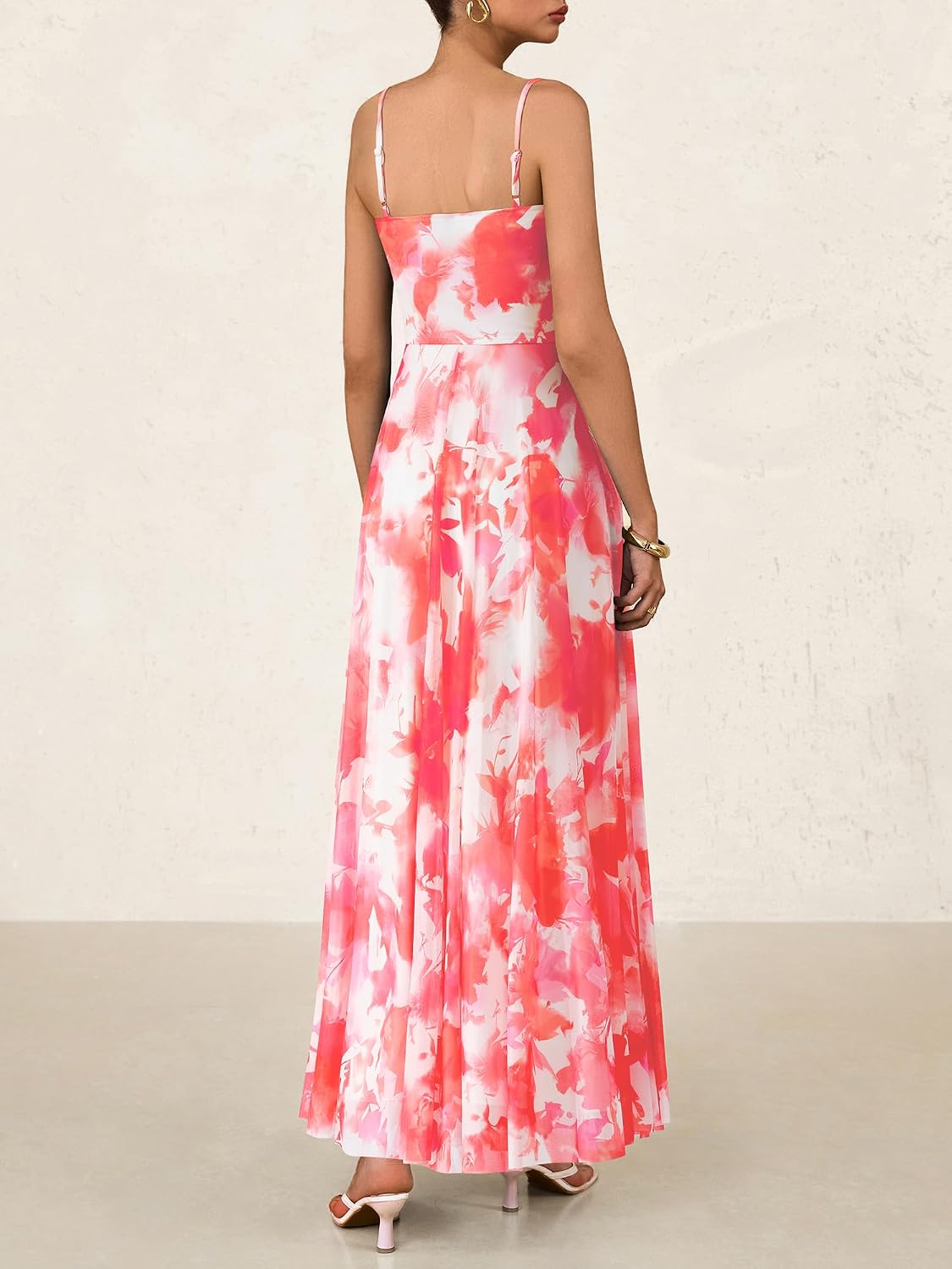 BTFBM Women Summer Maxi Dresses Elegant Wedding Guest Dress | Cowl Neck,Spaghetti Strap,Mesh,Floral,A-Line,Flowy,Party,Cocktail,Homecoming,Graduation,Sundress,Prom,Beach Long Dresses