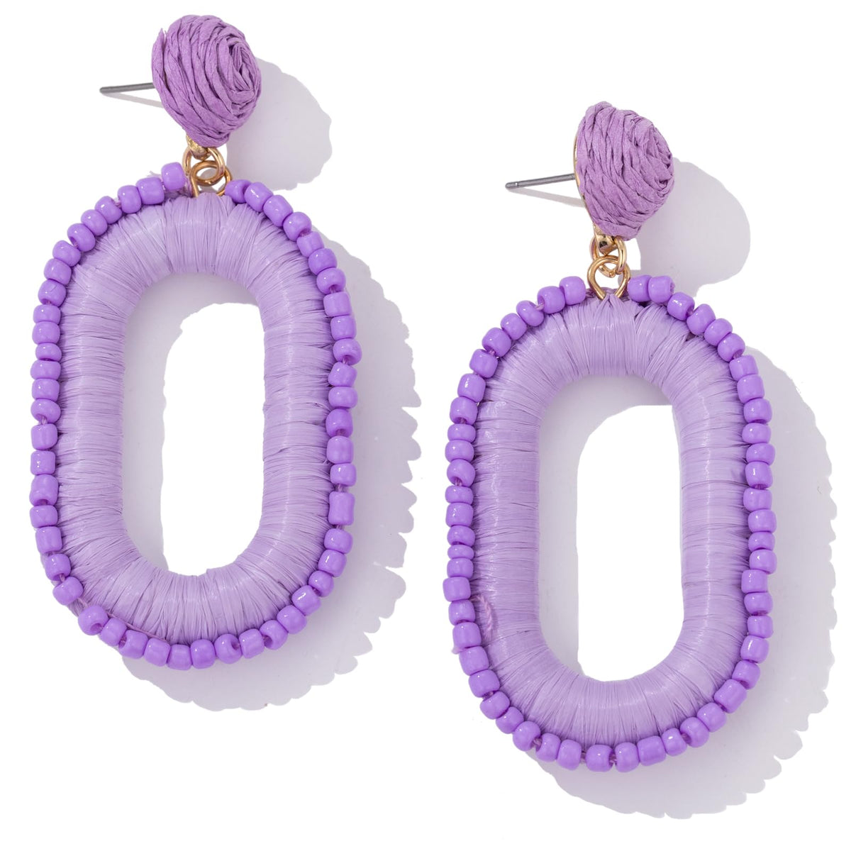 Boho Beaded Raffia Drop Earrings Statement Fun Square Dangle Summer Jewelry | Handmade Colorful Bead Chunky Accessories Big Geometric Dangling Vacation Tropical Bohemian Hawaiian Outfits for Women