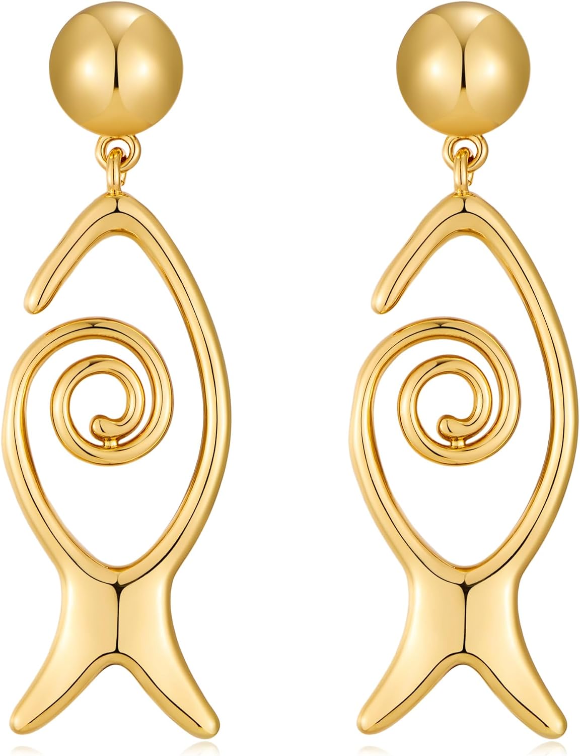 Gold Fish Drop Earrings Summer Beach Earrings for Women Simple Trendy Dainty Ocean Jewelry for Gifts