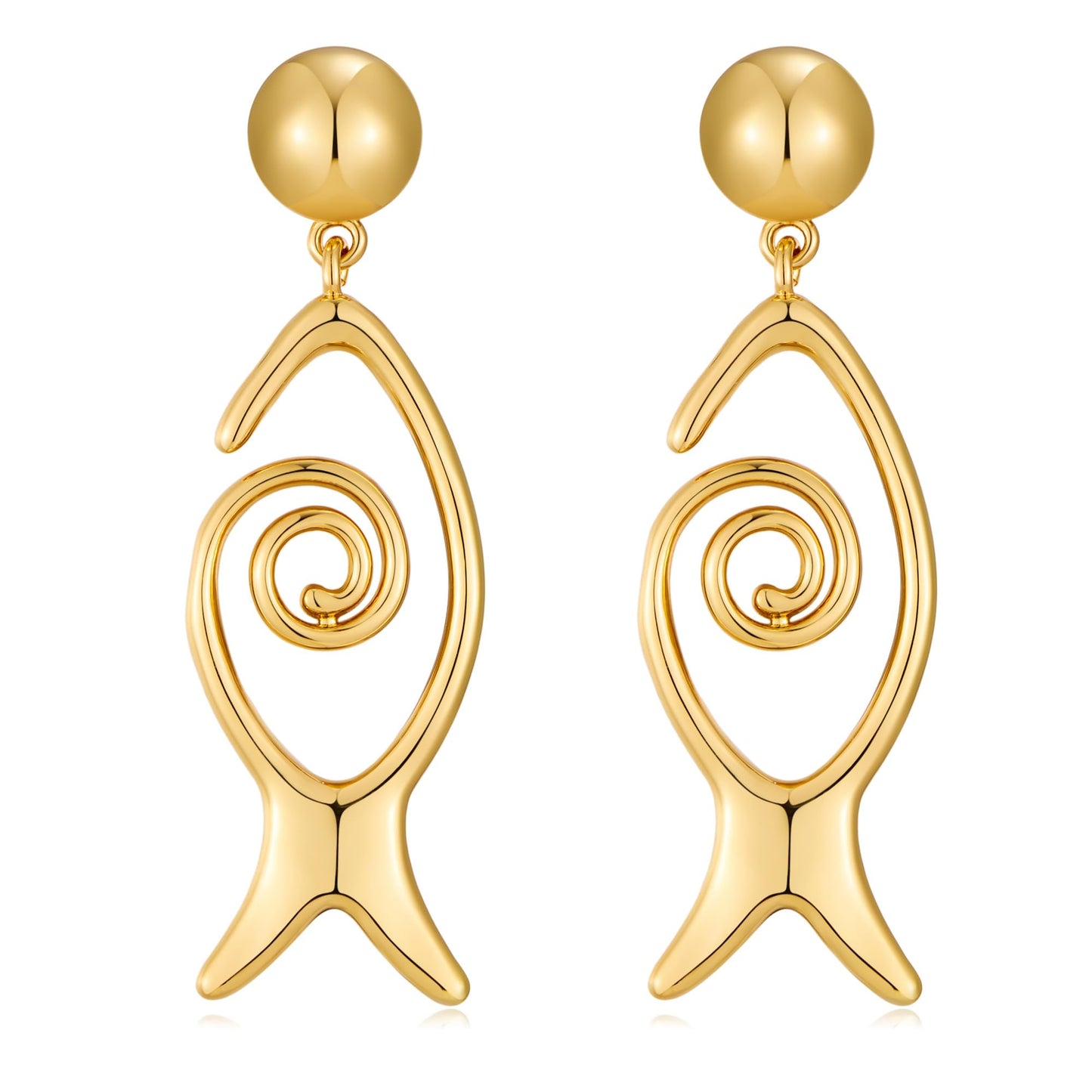 Gold Fish Drop Earrings Summer Beach Earrings for Women Simple Trendy Dainty Ocean Jewelry for Gifts