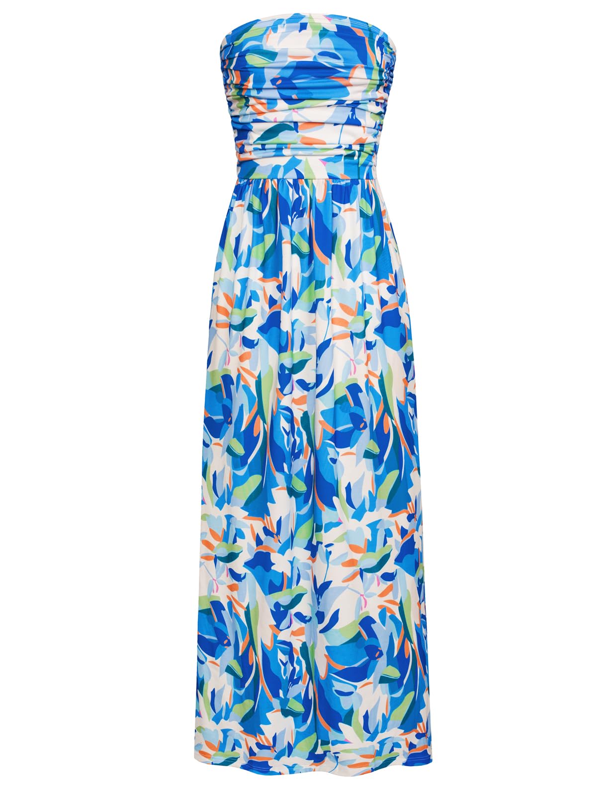 GRACE KARIN Women Strapless Dress Casual Loose Ruched Long Maxi Dress with Pockets