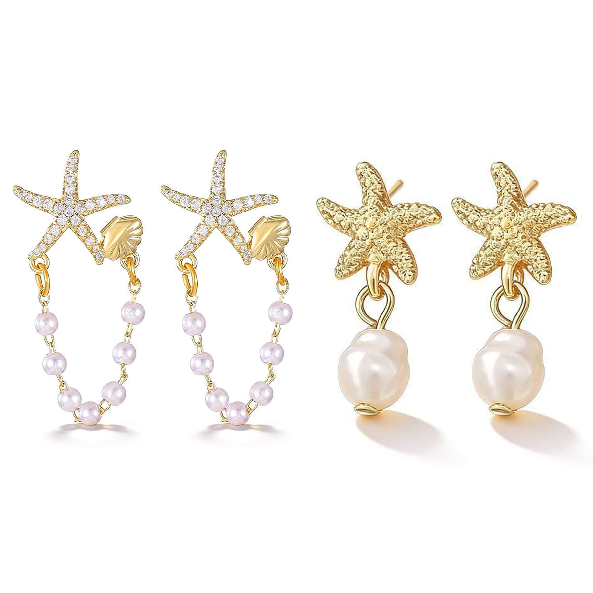 Starfish Earrings Gold Shell Dangle Earrings Women Beach Fashion Summer Beach Vacation Essentials Outfits for Women Beachy Ocean Jewelry Gifts