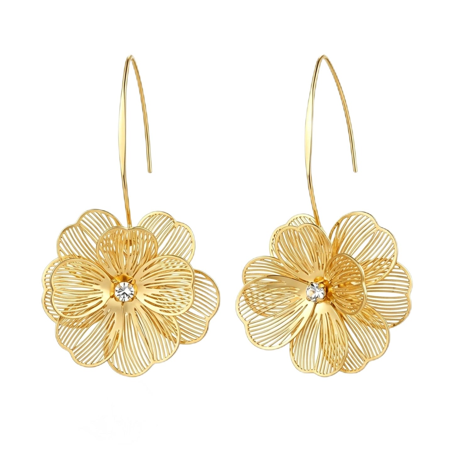 Dangle Elegant 3D Floral Earrings for Party Vacation Boho Statement Trendy Hoop Earring Flower Drop Earrings Jewelry Women